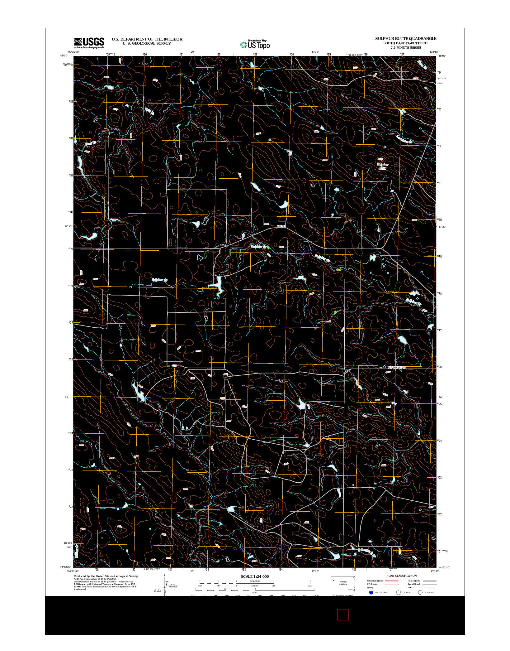 USGS US TOPO 7.5-MINUTE MAP FOR SULPHUR BUTTE, SD 2012