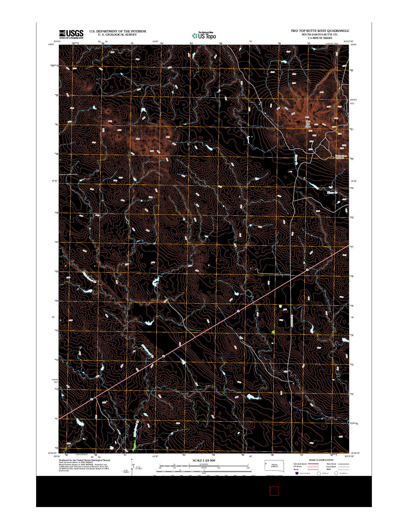 USGS US TOPO 7.5-MINUTE MAP FOR TWO TOP BUTTE WEST, SD 2012