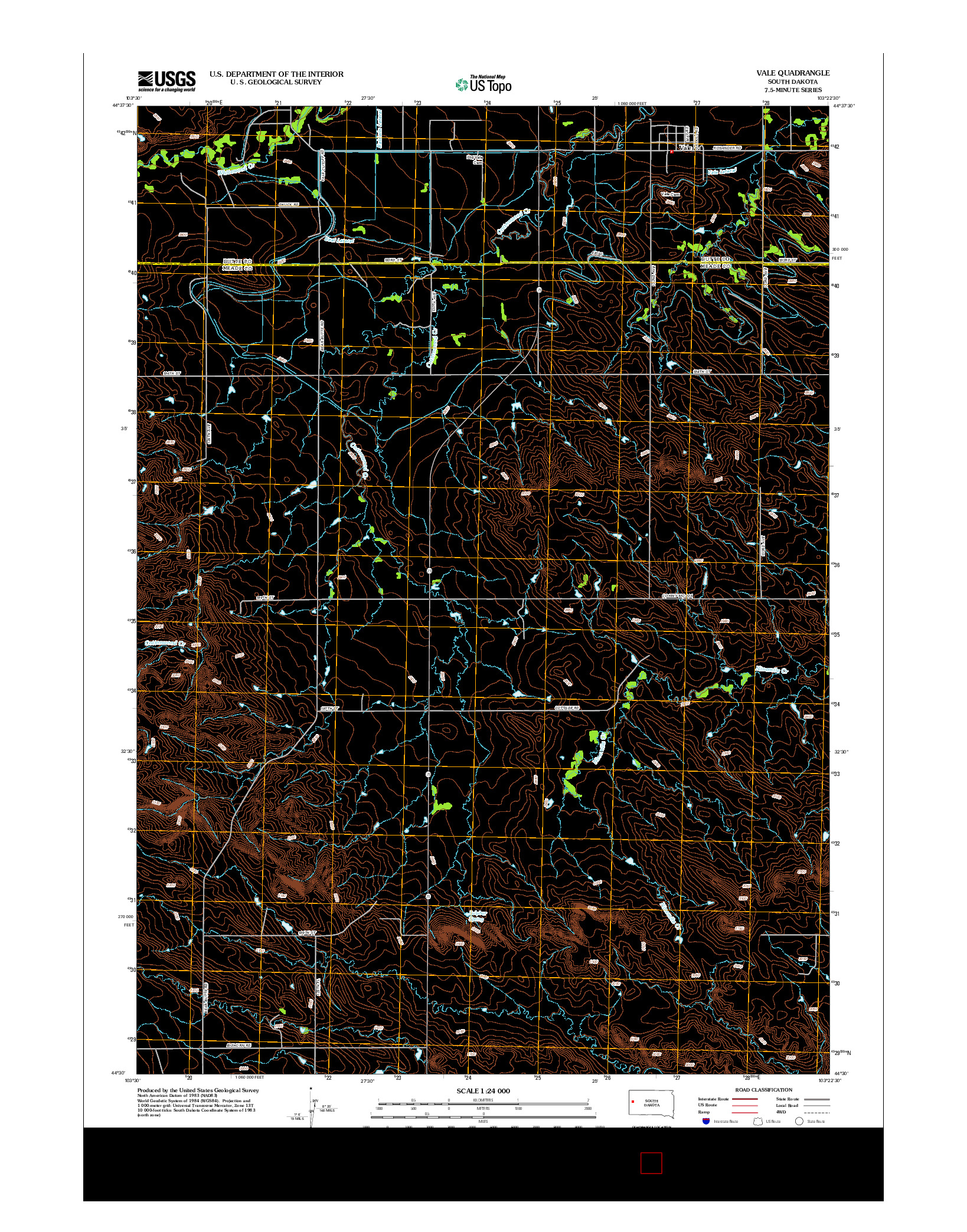 USGS US TOPO 7.5-MINUTE MAP FOR VALE, SD 2012