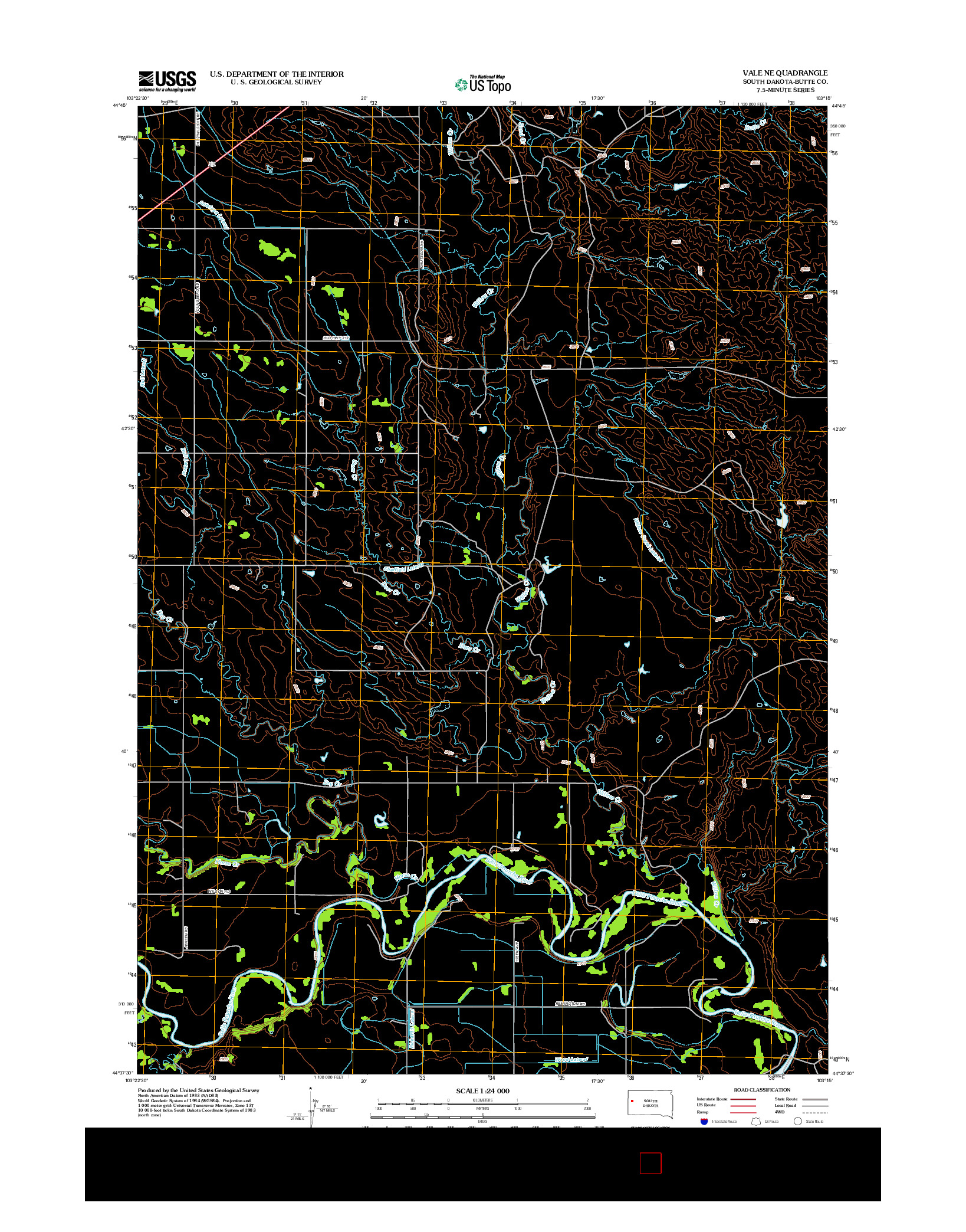 USGS US TOPO 7.5-MINUTE MAP FOR VALE NE, SD 2012