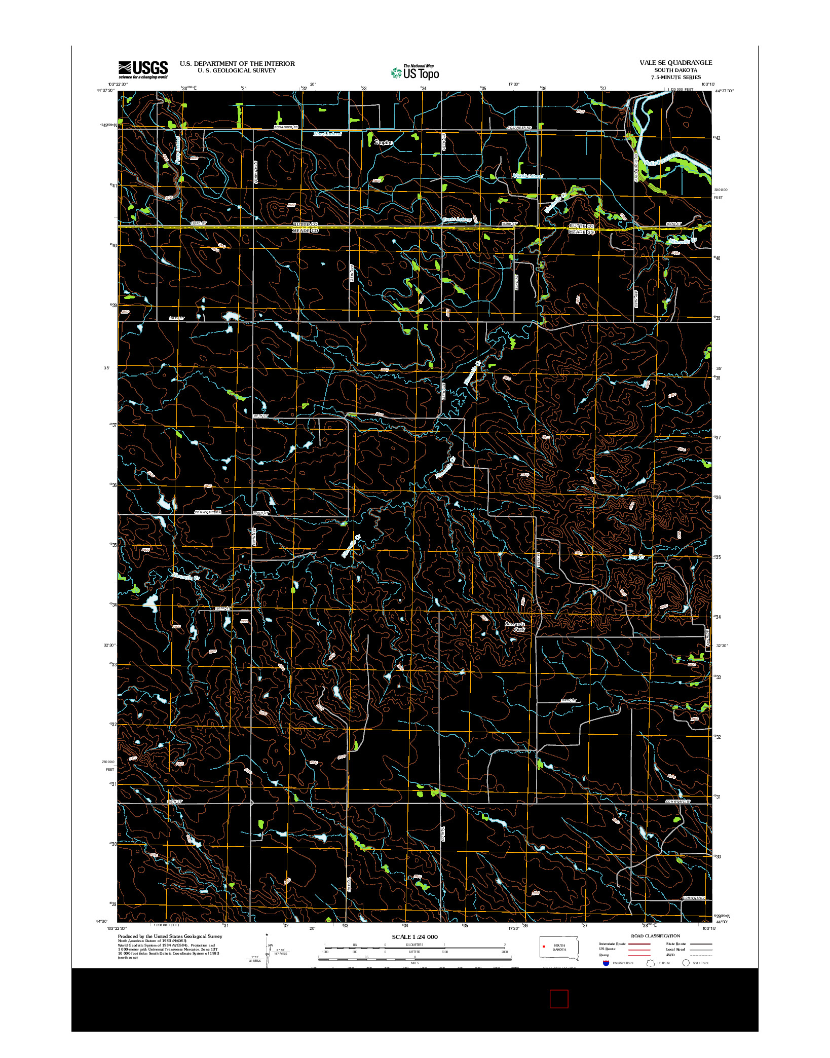 USGS US TOPO 7.5-MINUTE MAP FOR VALE SE, SD 2012