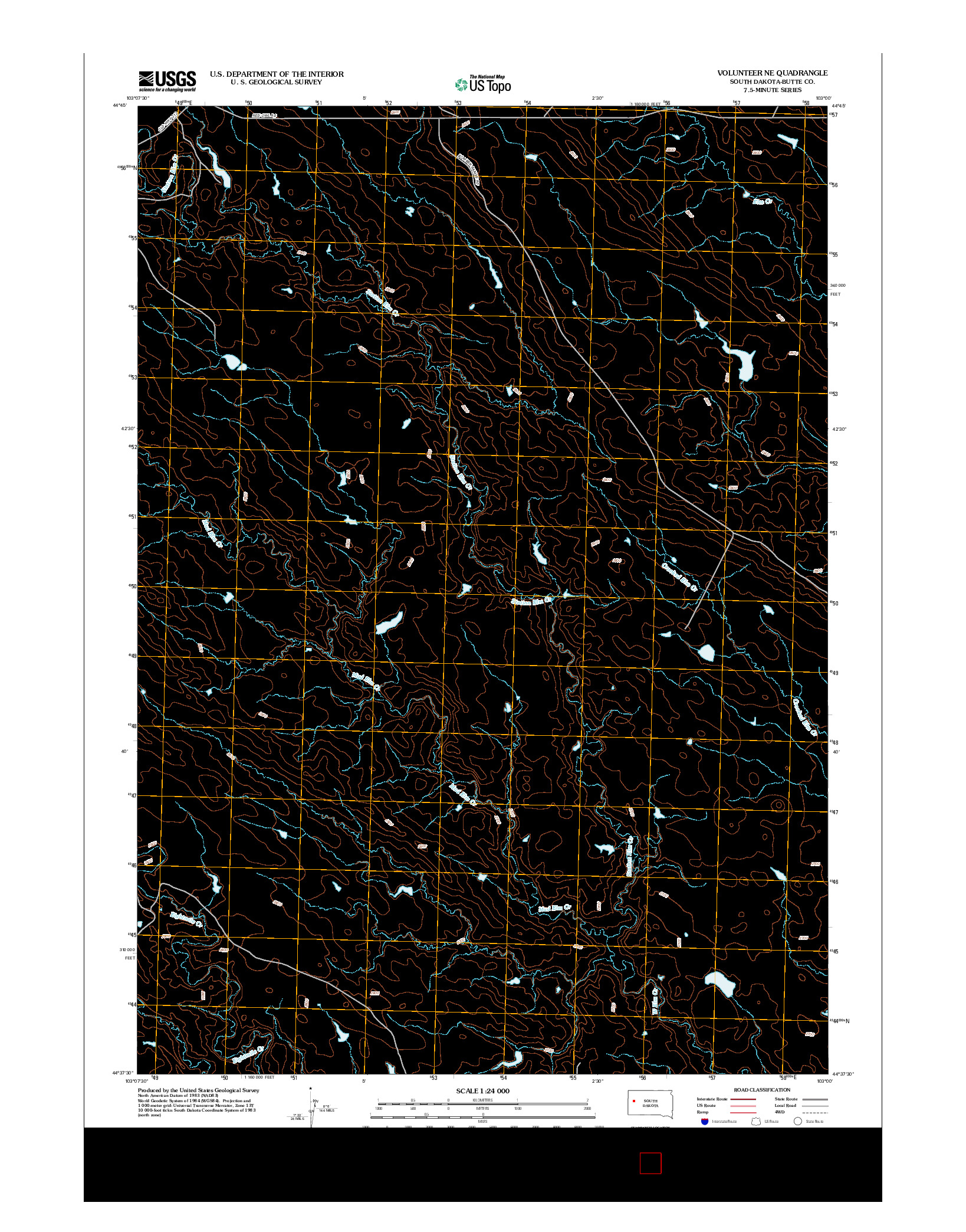 USGS US TOPO 7.5-MINUTE MAP FOR VOLUNTEER NE, SD 2012