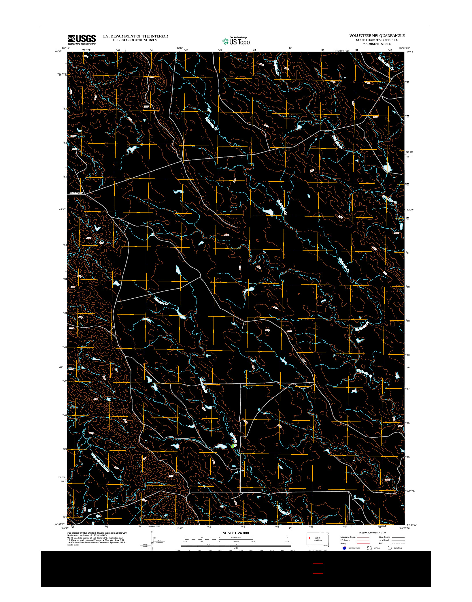 USGS US TOPO 7.5-MINUTE MAP FOR VOLUNTEER NW, SD 2012