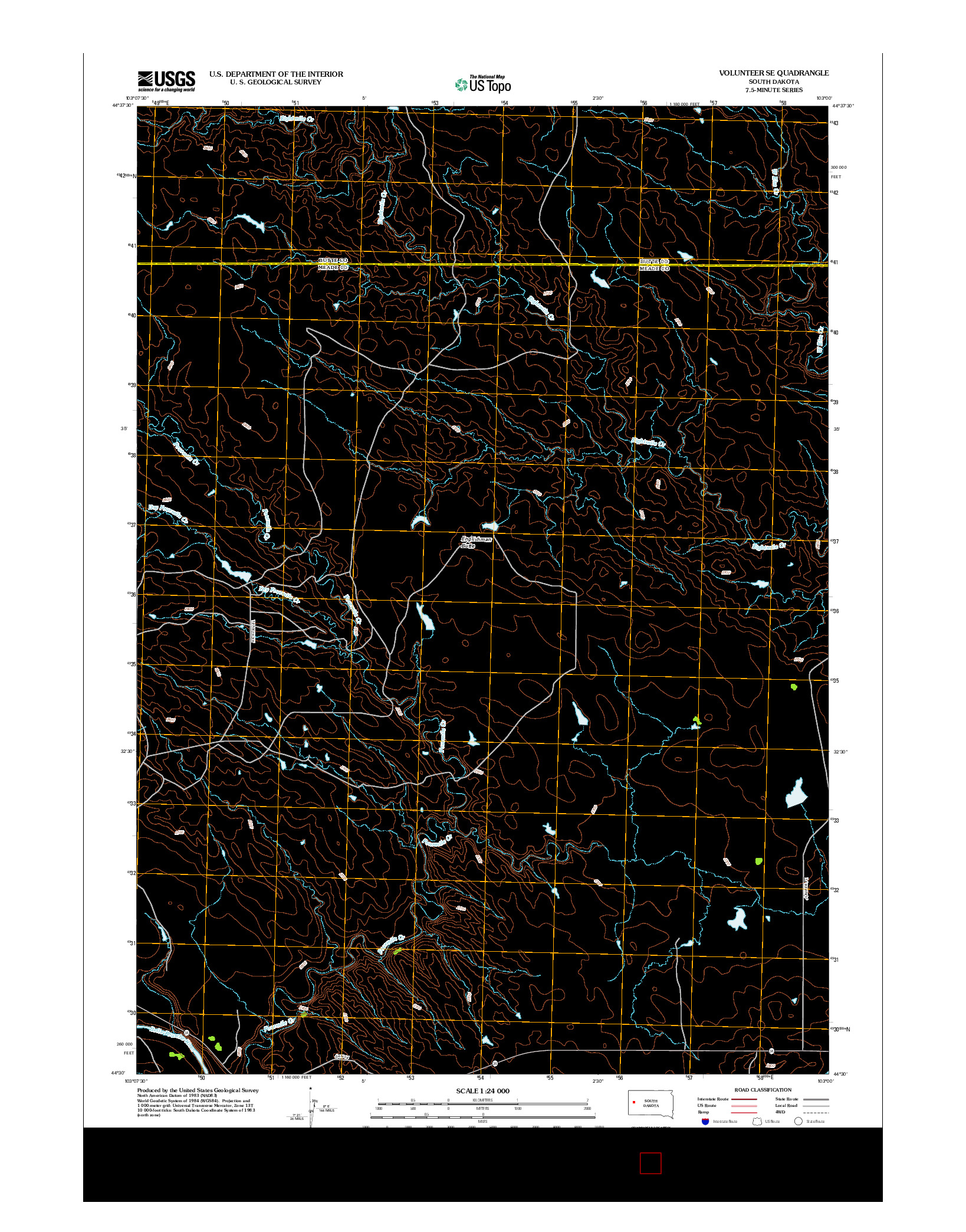 USGS US TOPO 7.5-MINUTE MAP FOR VOLUNTEER SE, SD 2012