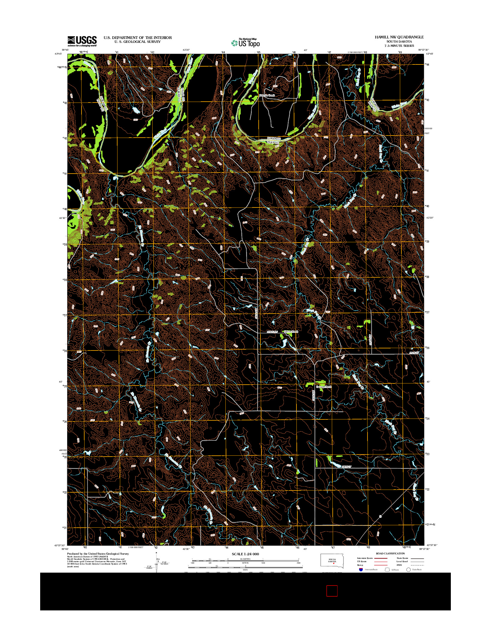 USGS US TOPO 7.5-MINUTE MAP FOR HAMILL NW, SD 2012