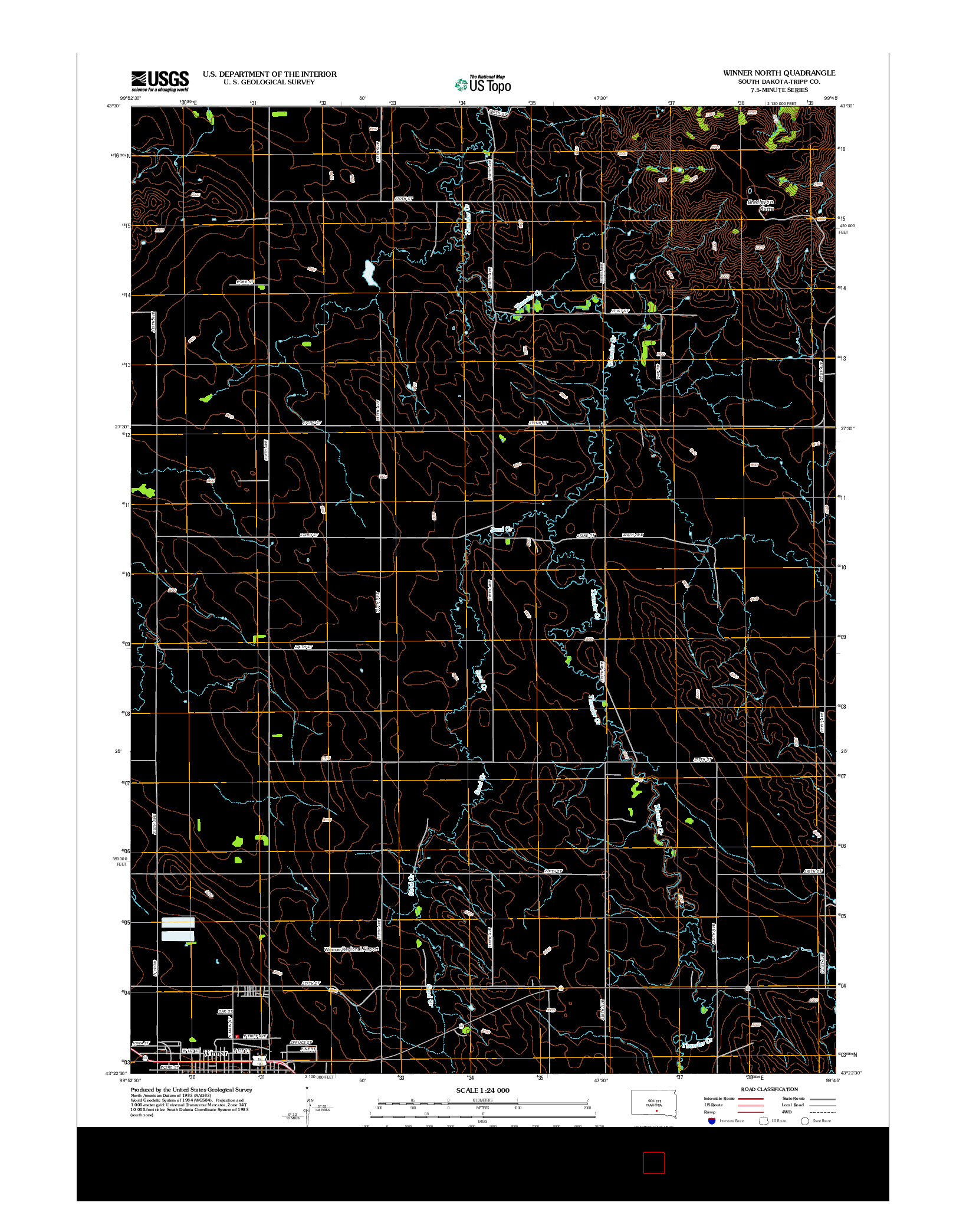 USGS US TOPO 7.5-MINUTE MAP FOR WINNER NORTH, SD 2012