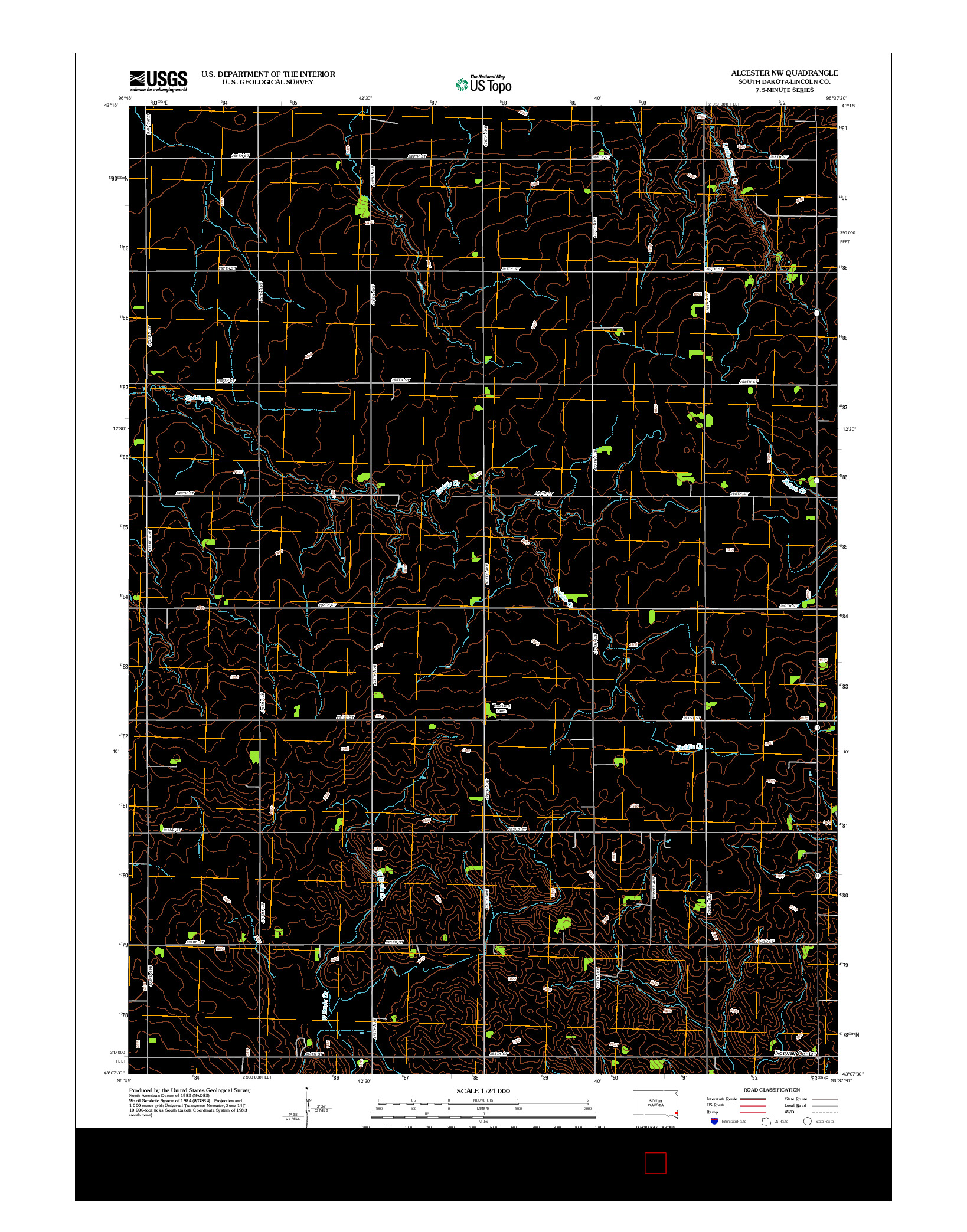 USGS US TOPO 7.5-MINUTE MAP FOR ALCESTER NW, SD 2012