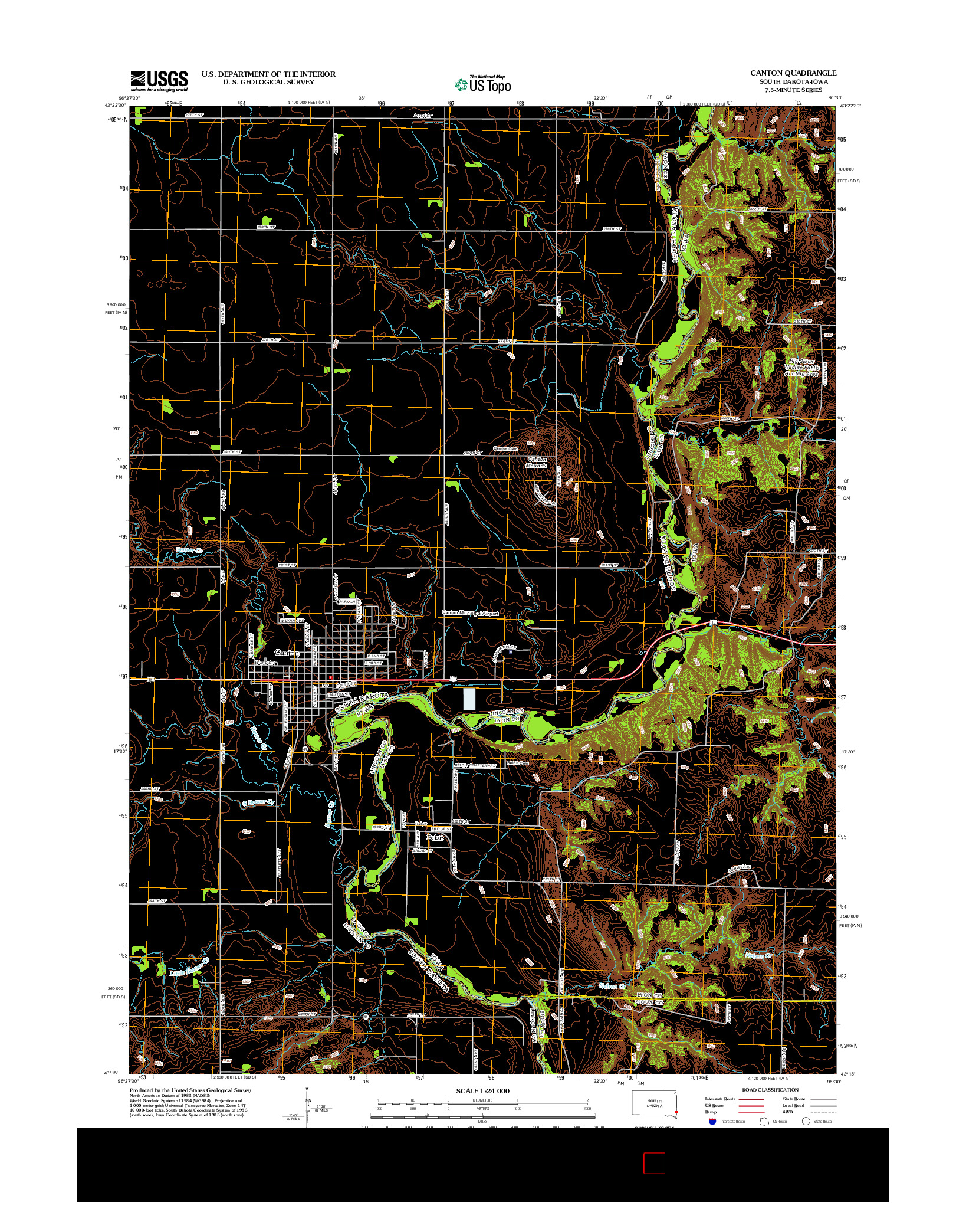 USGS US TOPO 7.5-MINUTE MAP FOR CANTON, SD-IA 2012