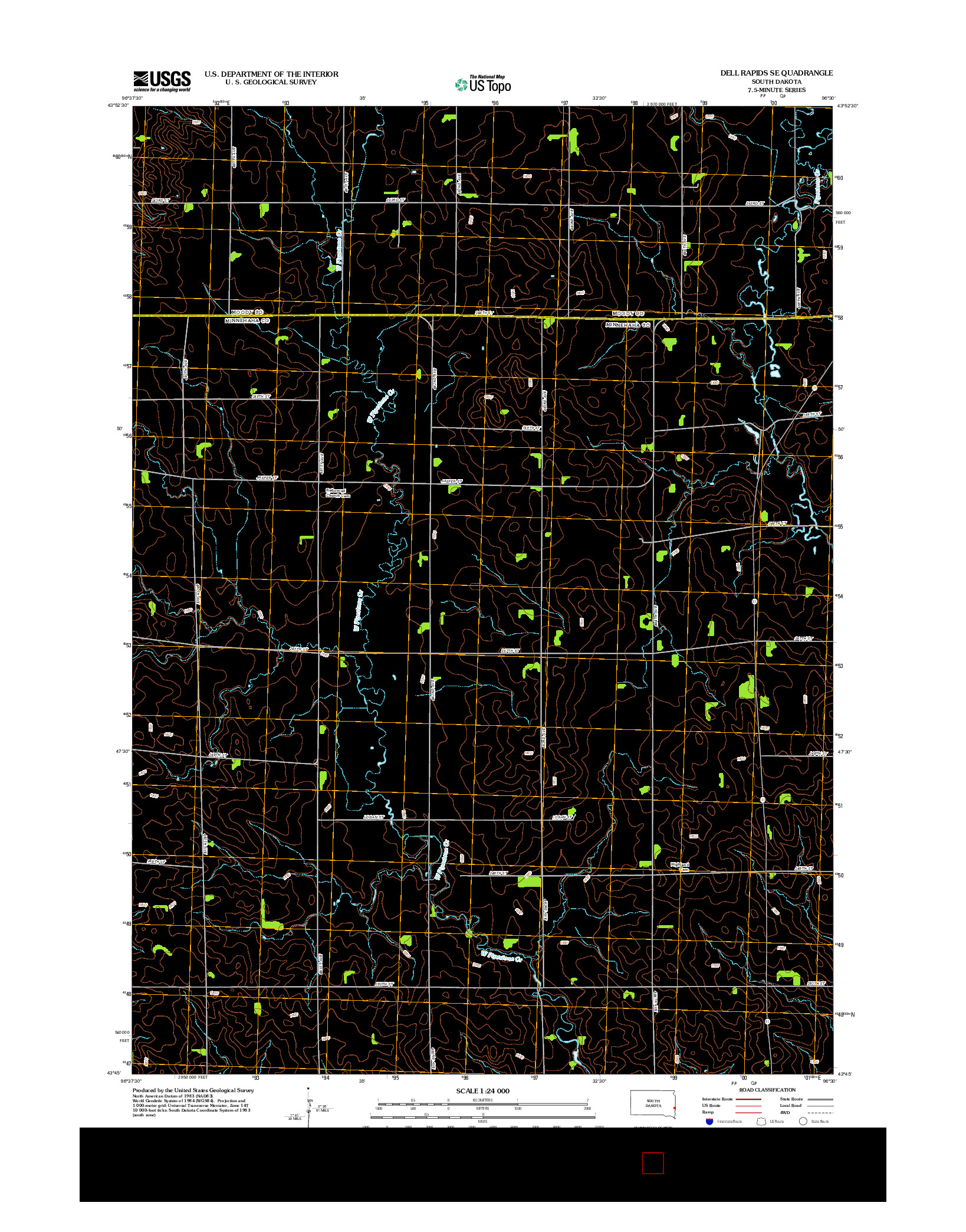 USGS US TOPO 7.5-MINUTE MAP FOR DELL RAPIDS SE, SD 2012
