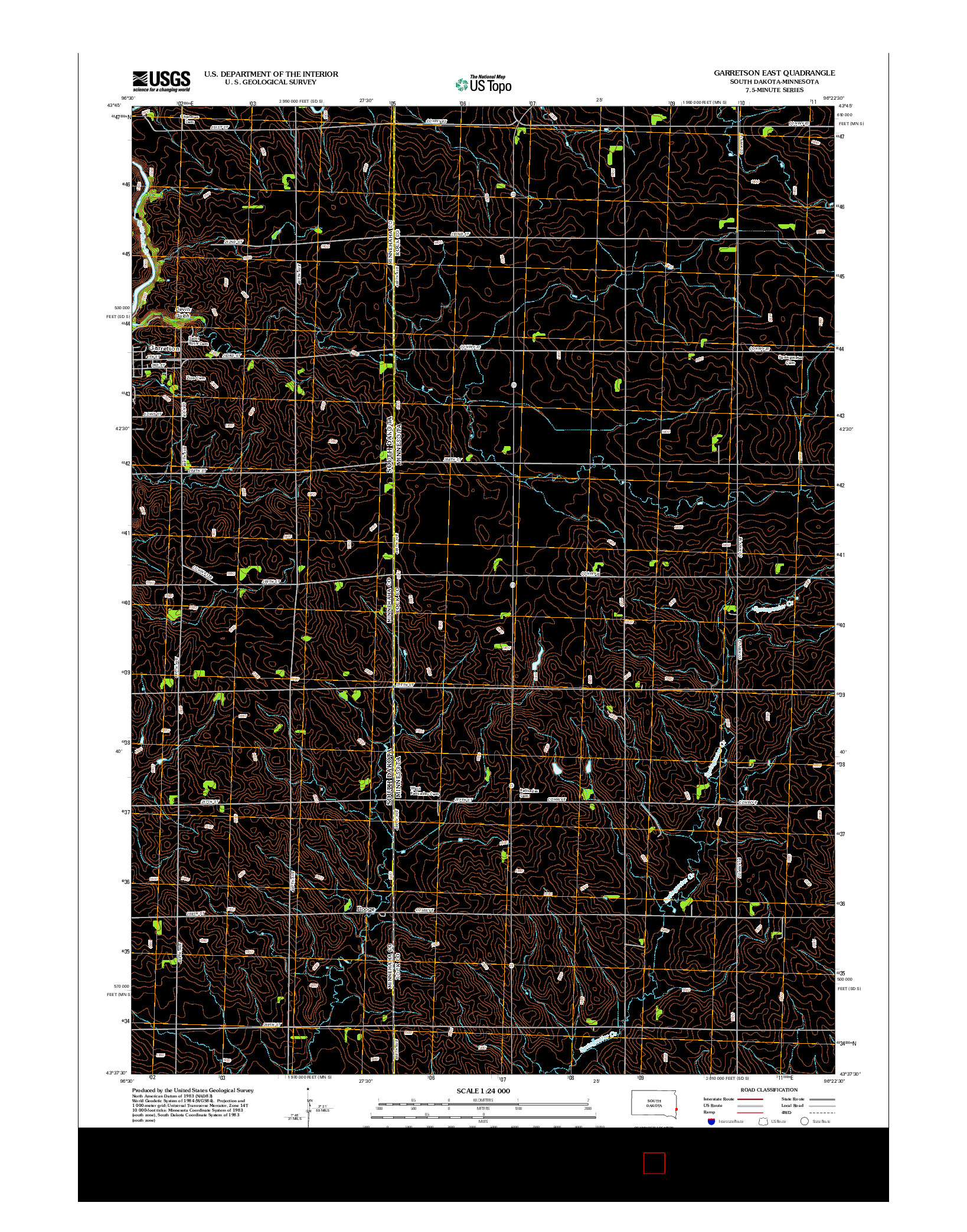 USGS US TOPO 7.5-MINUTE MAP FOR GARRETSON EAST, SD-MN 2012