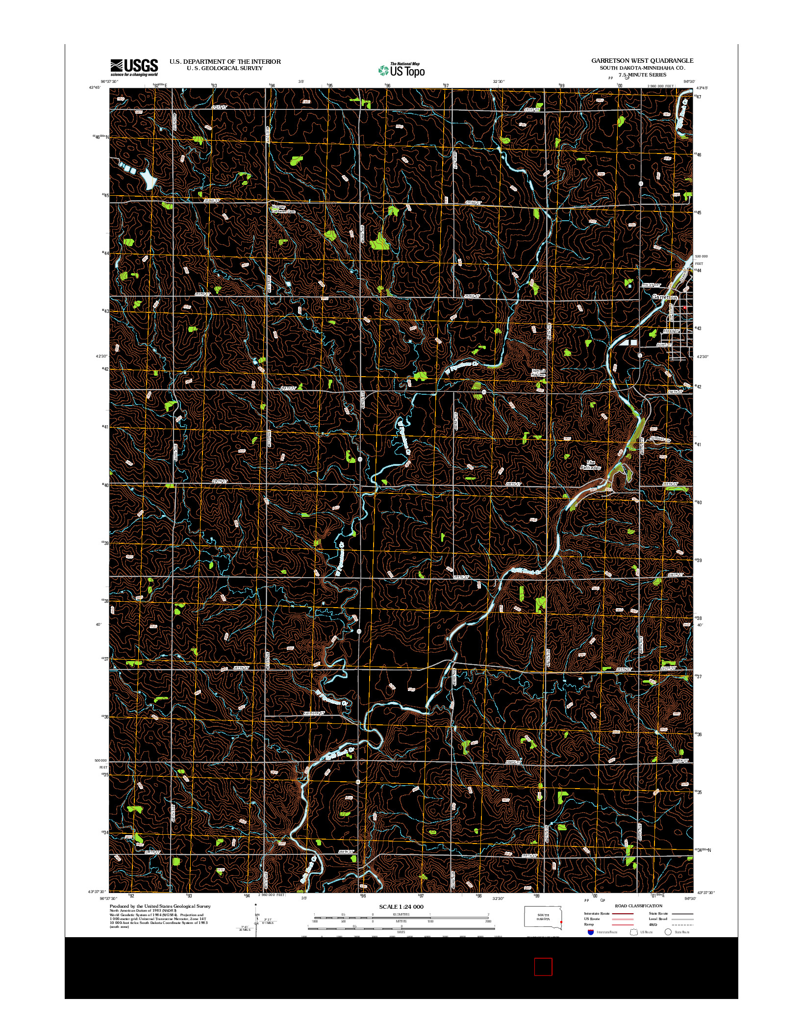 USGS US TOPO 7.5-MINUTE MAP FOR GARRETSON WEST, SD 2012