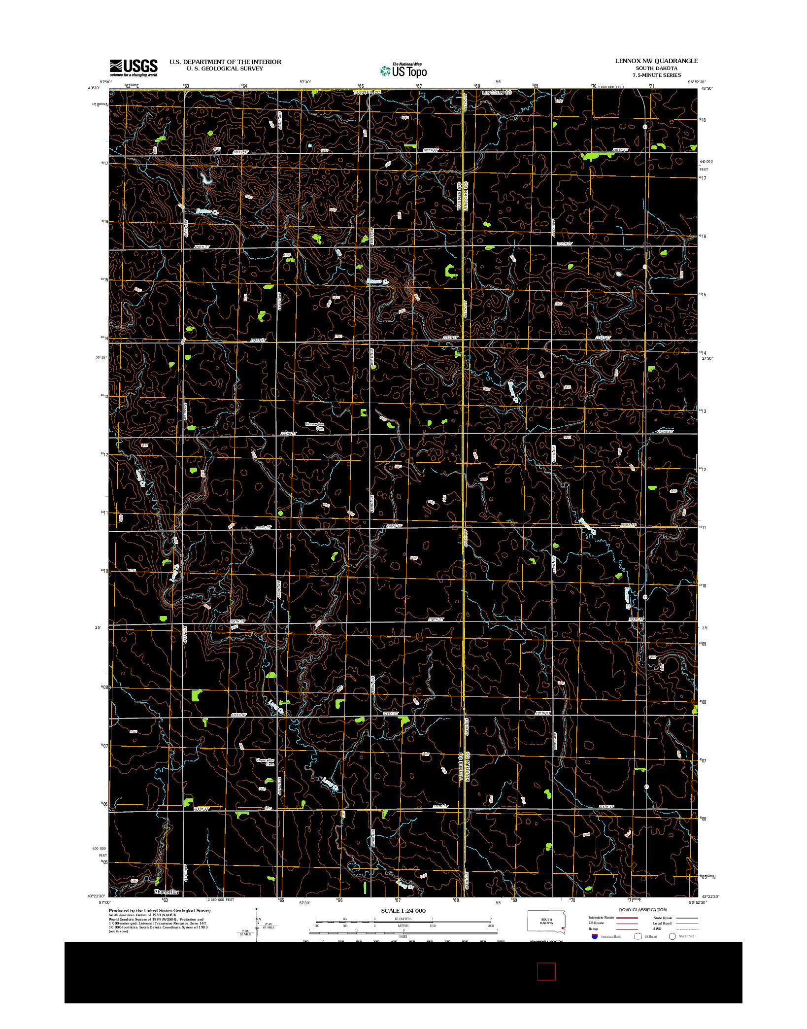 USGS US TOPO 7.5-MINUTE MAP FOR LENNOX NW, SD 2012