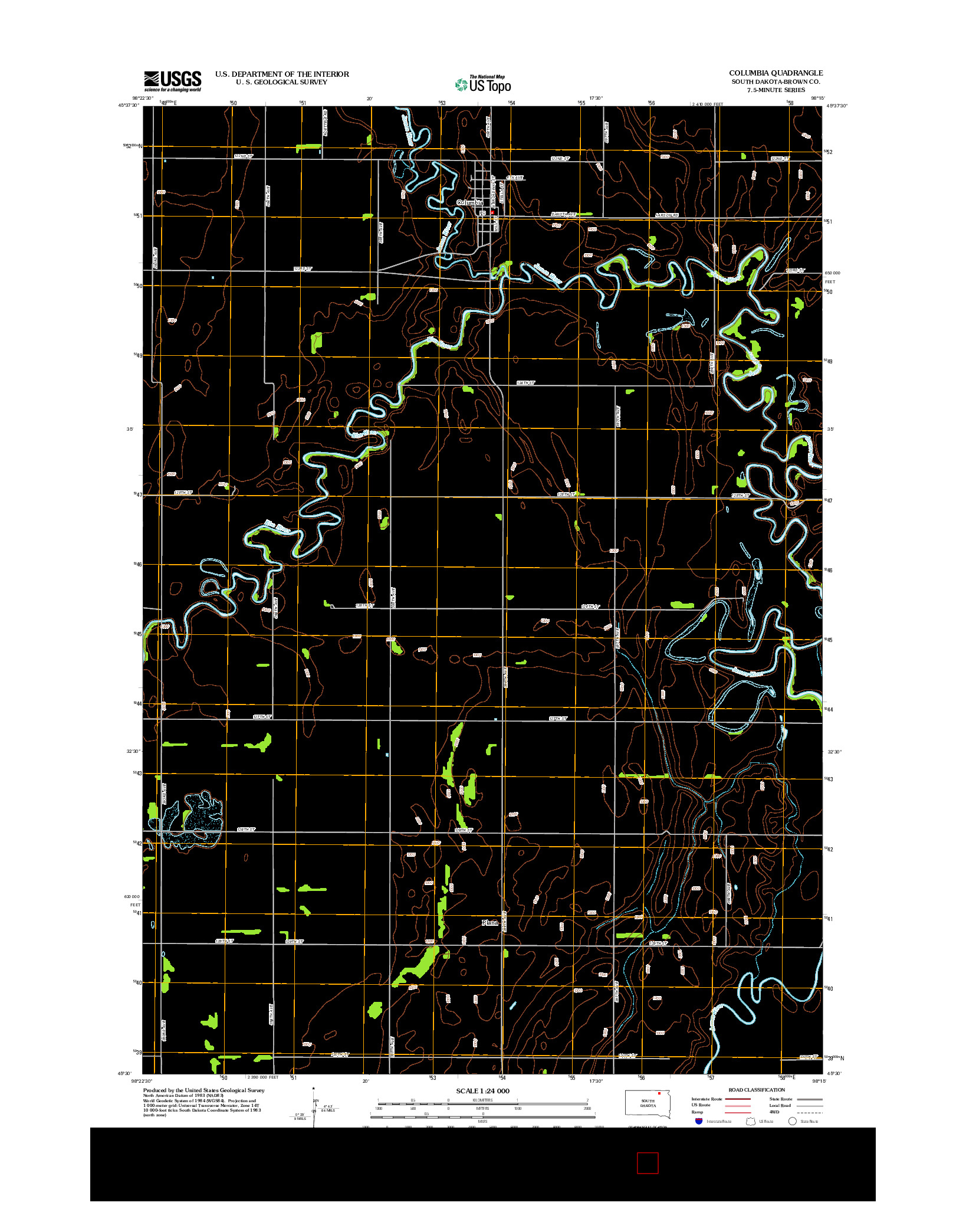USGS US TOPO 7.5-MINUTE MAP FOR COLUMBIA, SD 2012