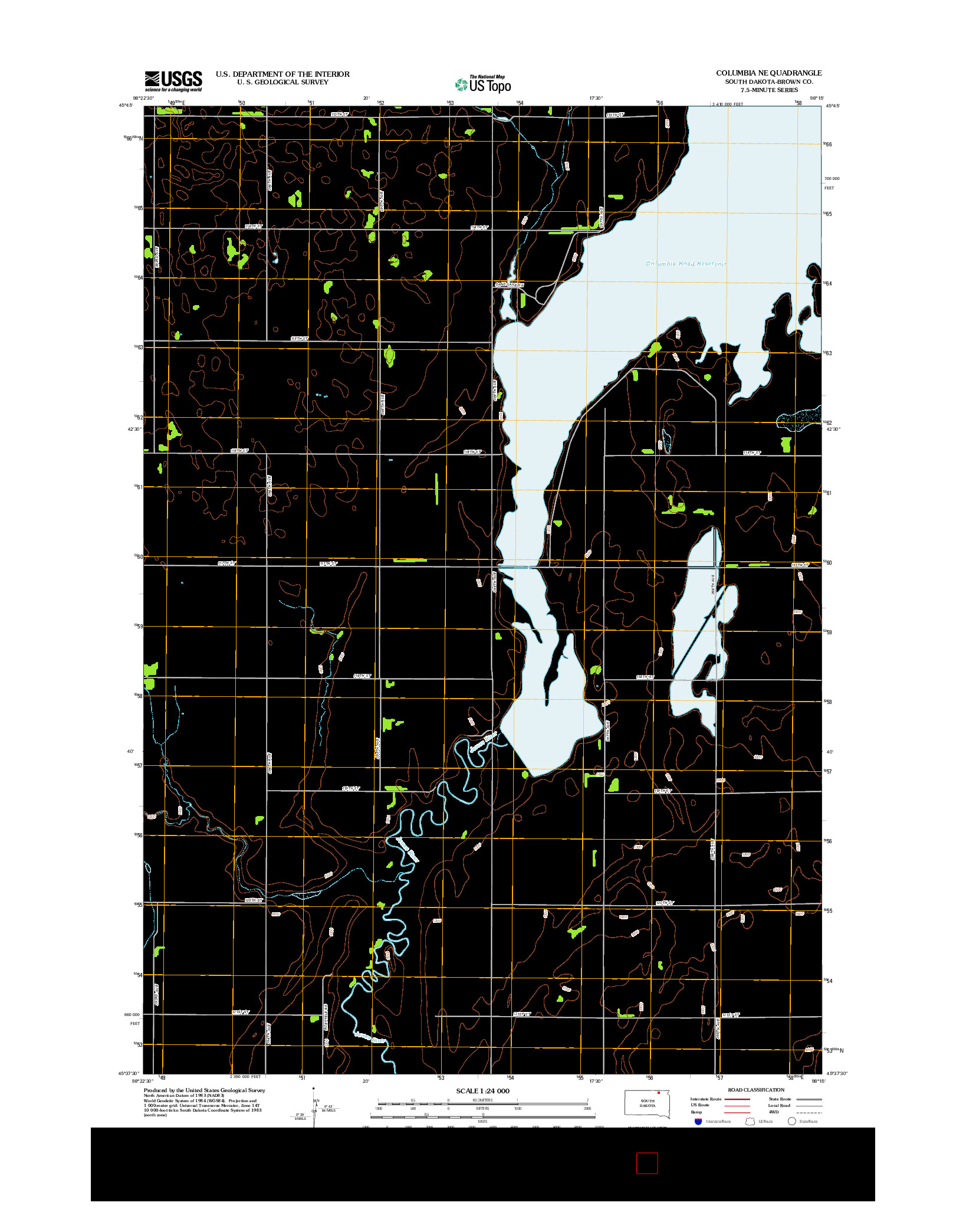 USGS US TOPO 7.5-MINUTE MAP FOR COLUMBIA NE, SD 2012