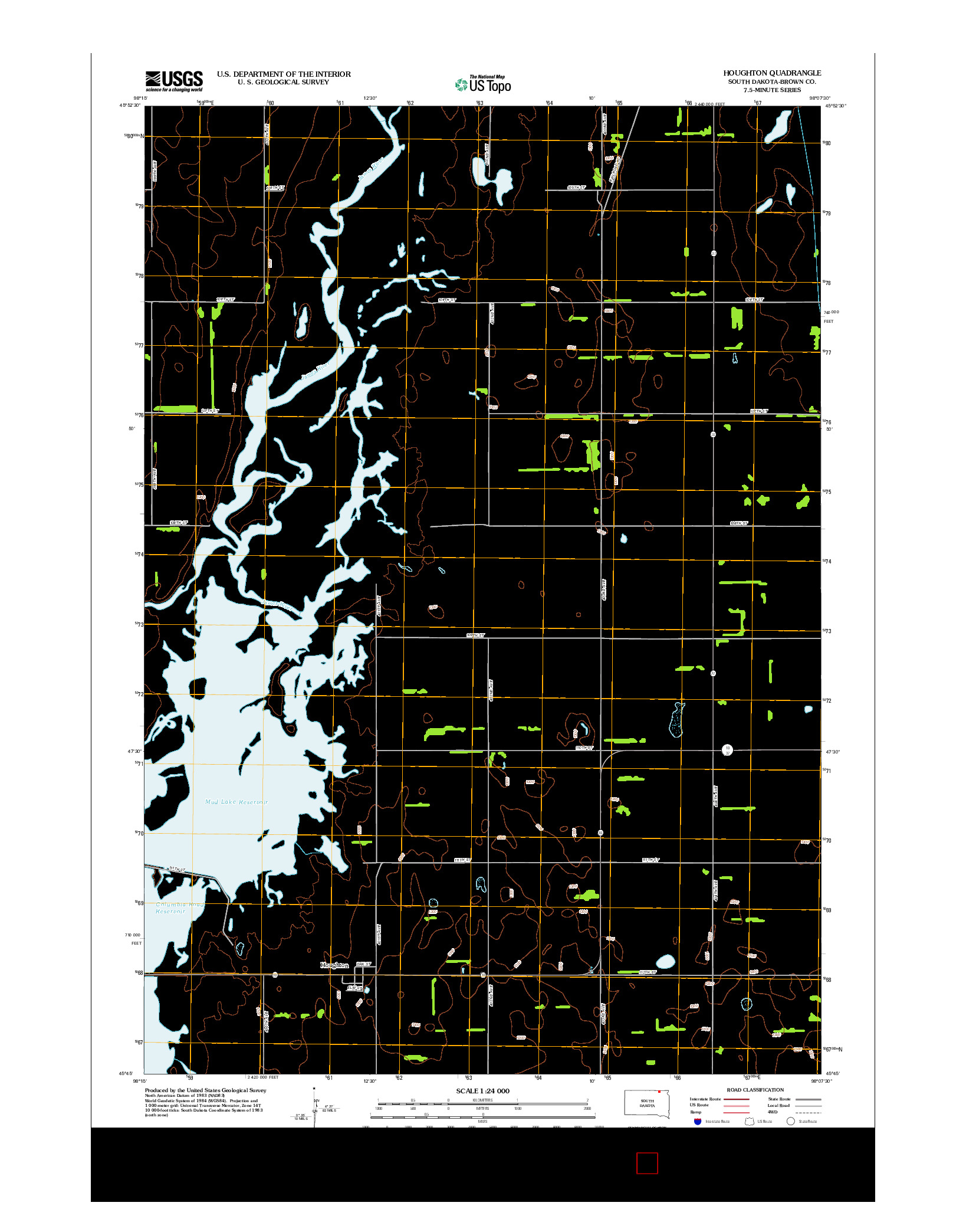 USGS US TOPO 7.5-MINUTE MAP FOR HOUGHTON, SD 2012