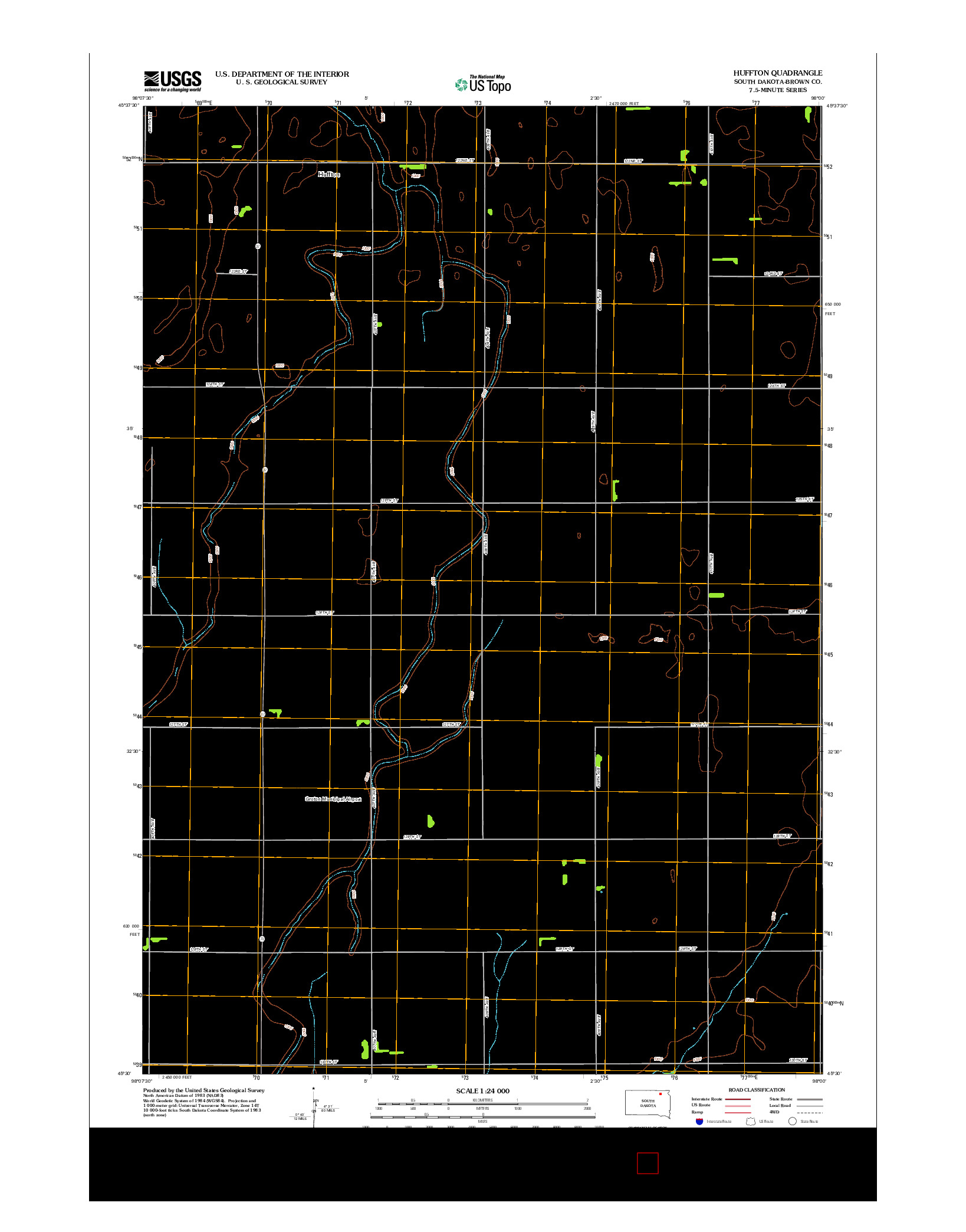 USGS US TOPO 7.5-MINUTE MAP FOR HUFFTON, SD 2012