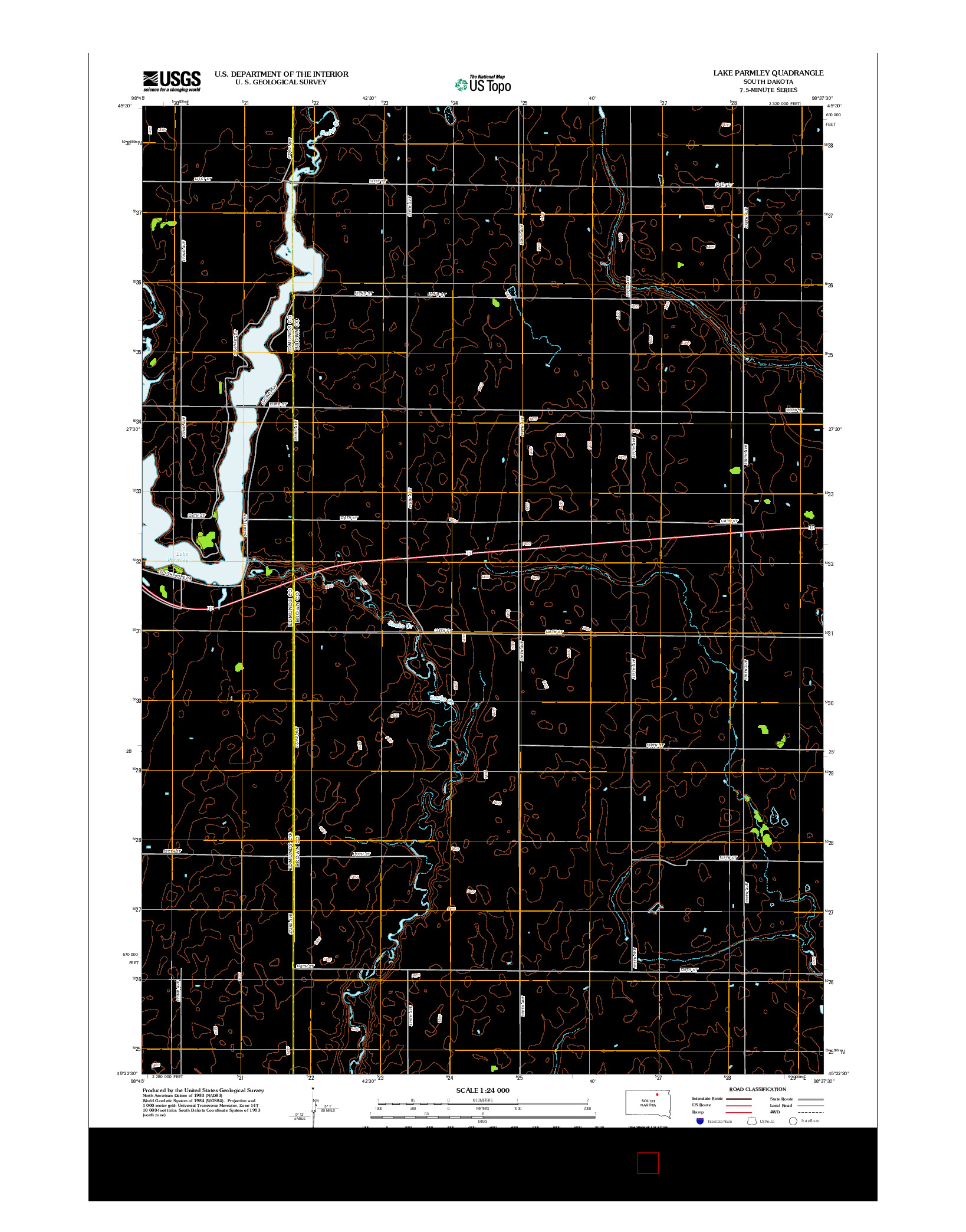 USGS US TOPO 7.5-MINUTE MAP FOR LAKE PARMLEY, SD 2012