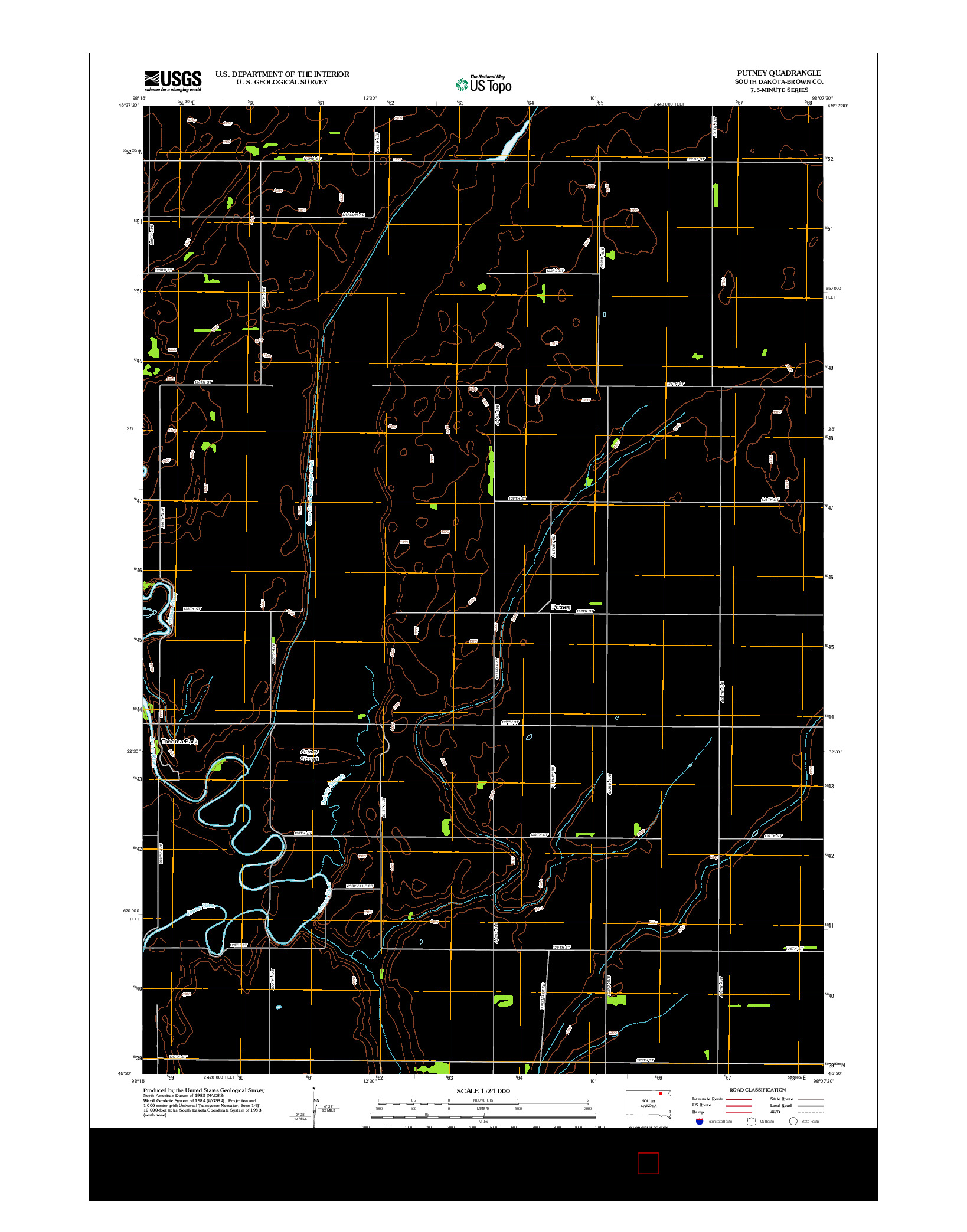 USGS US TOPO 7.5-MINUTE MAP FOR PUTNEY, SD 2012