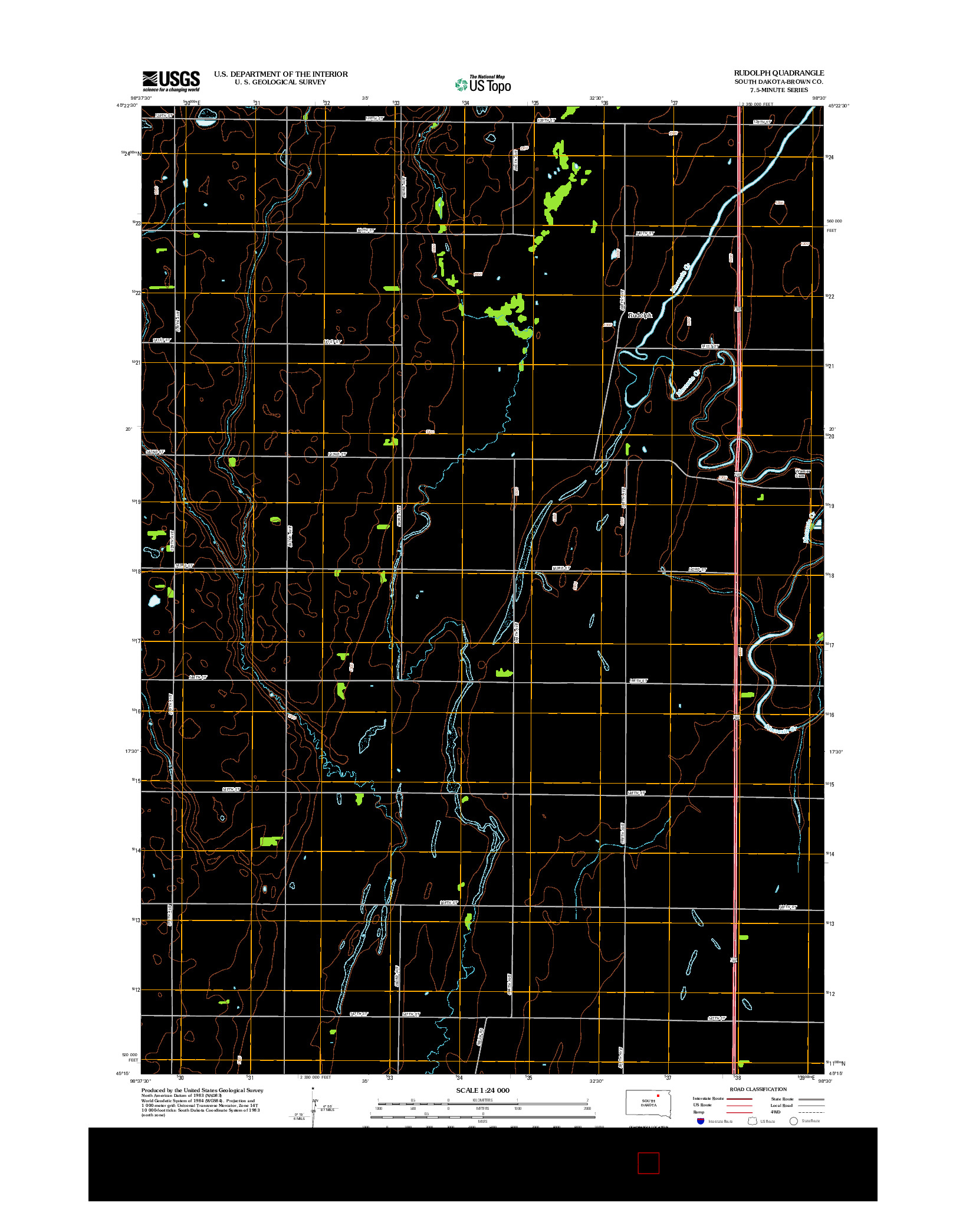 USGS US TOPO 7.5-MINUTE MAP FOR RUDOLPH, SD 2012
