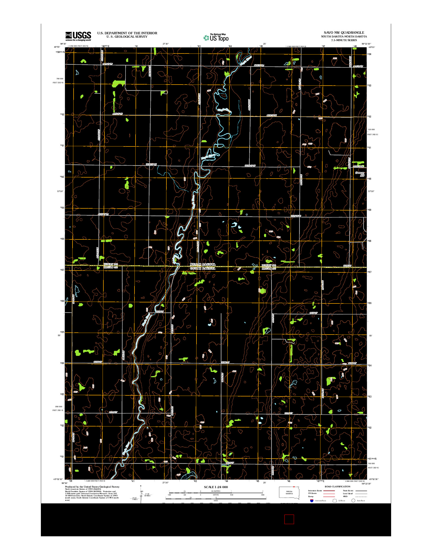 USGS US TOPO 7.5-MINUTE MAP FOR SAVO NW, SD-ND 2012