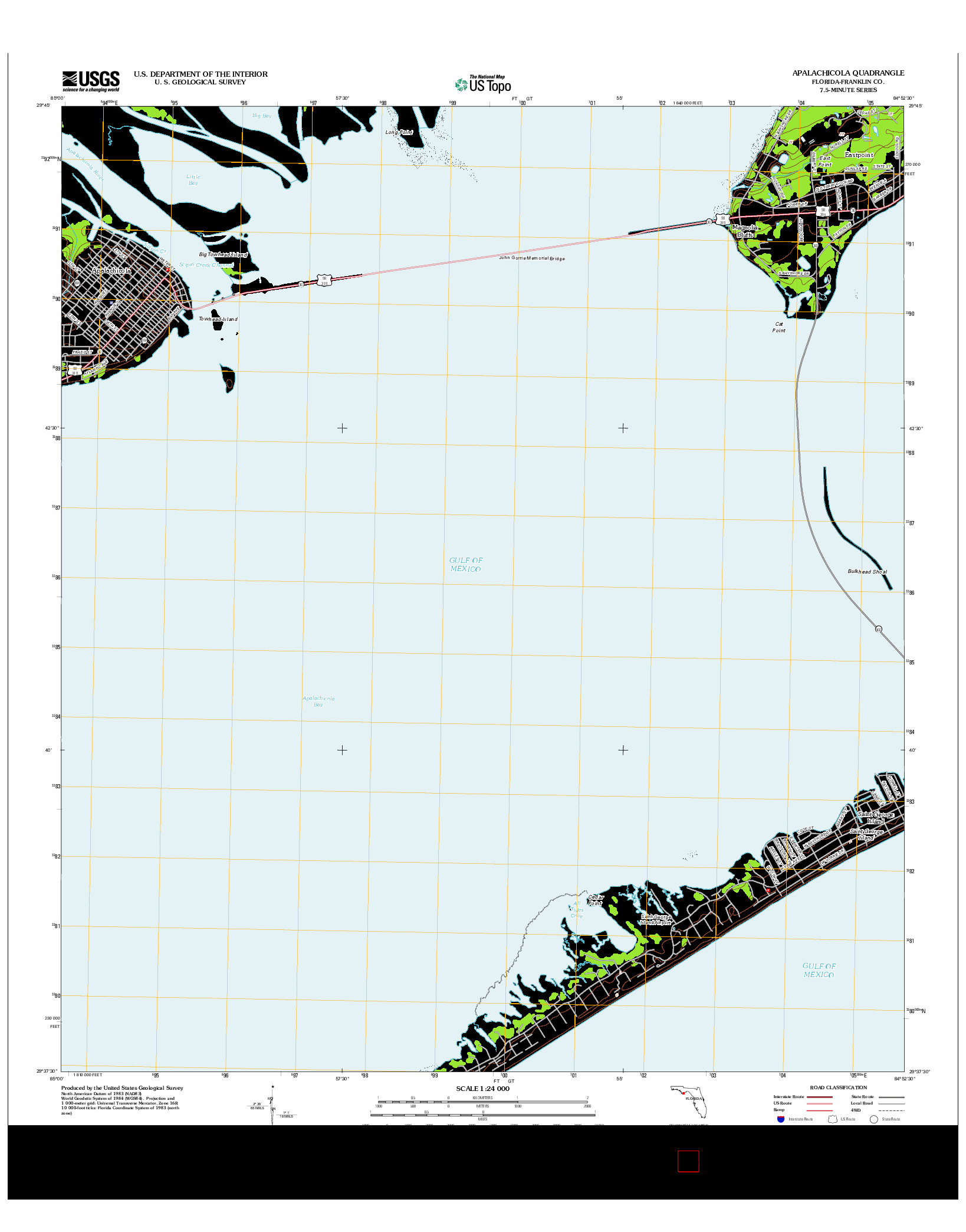 USGS US TOPO 7.5-MINUTE MAP FOR APALACHICOLA, FL 2012