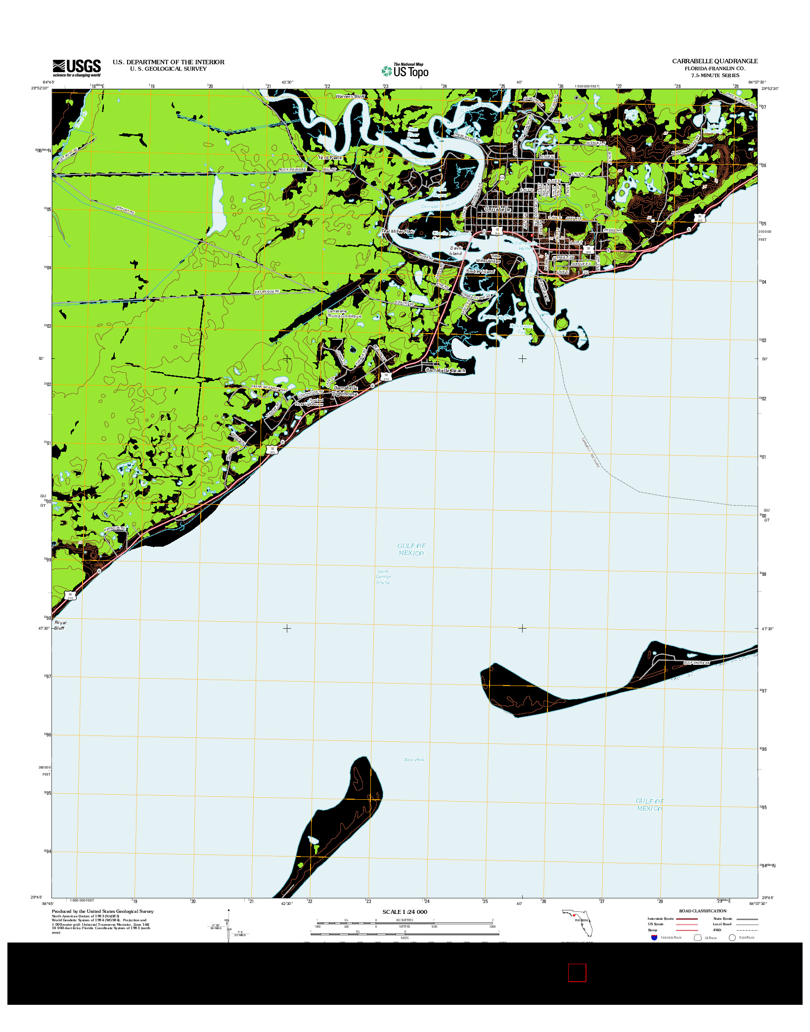USGS US TOPO 7.5-MINUTE MAP FOR CARRABELLE, FL 2012