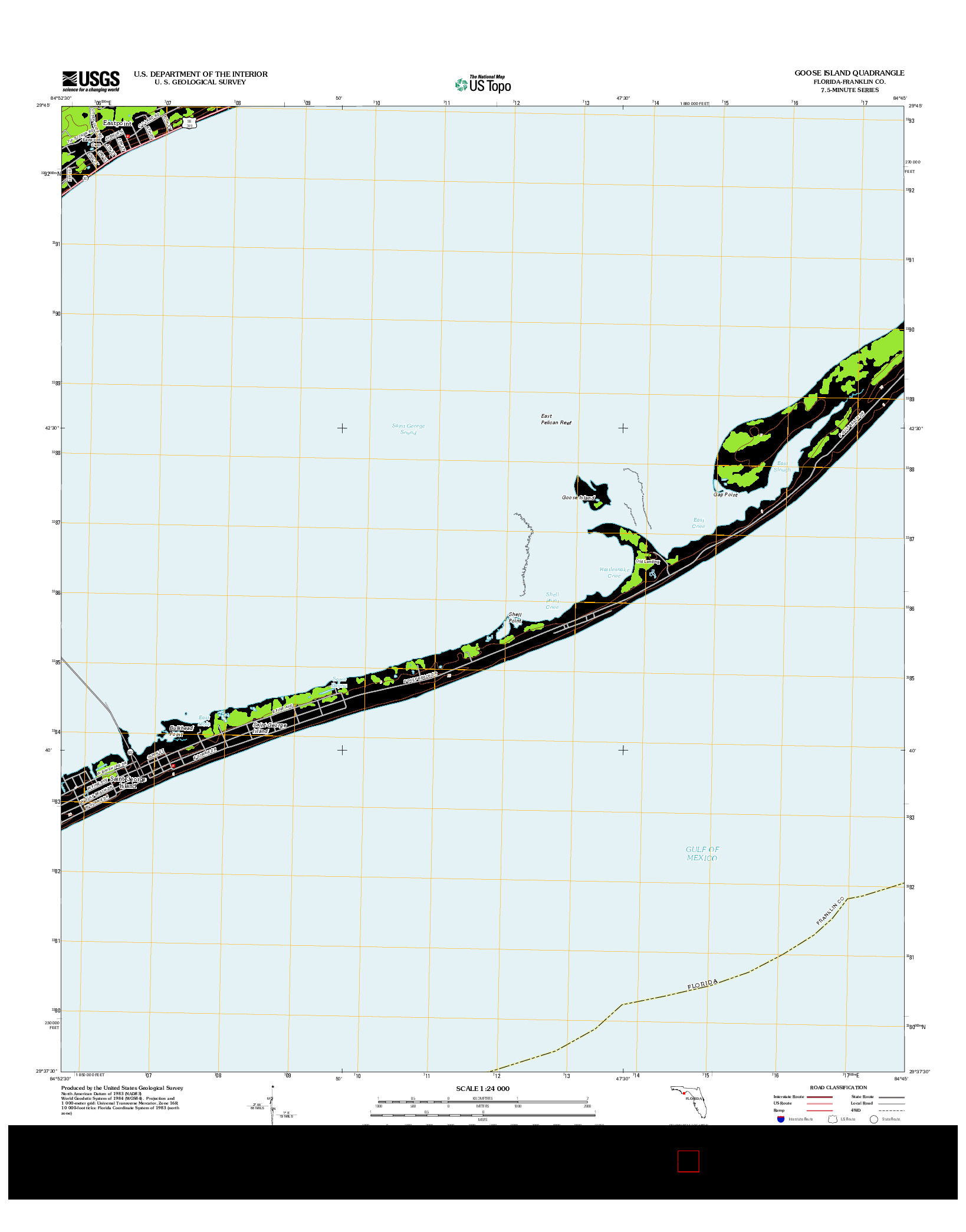 USGS US TOPO 7.5-MINUTE MAP FOR GOOSE ISLAND, FL 2012