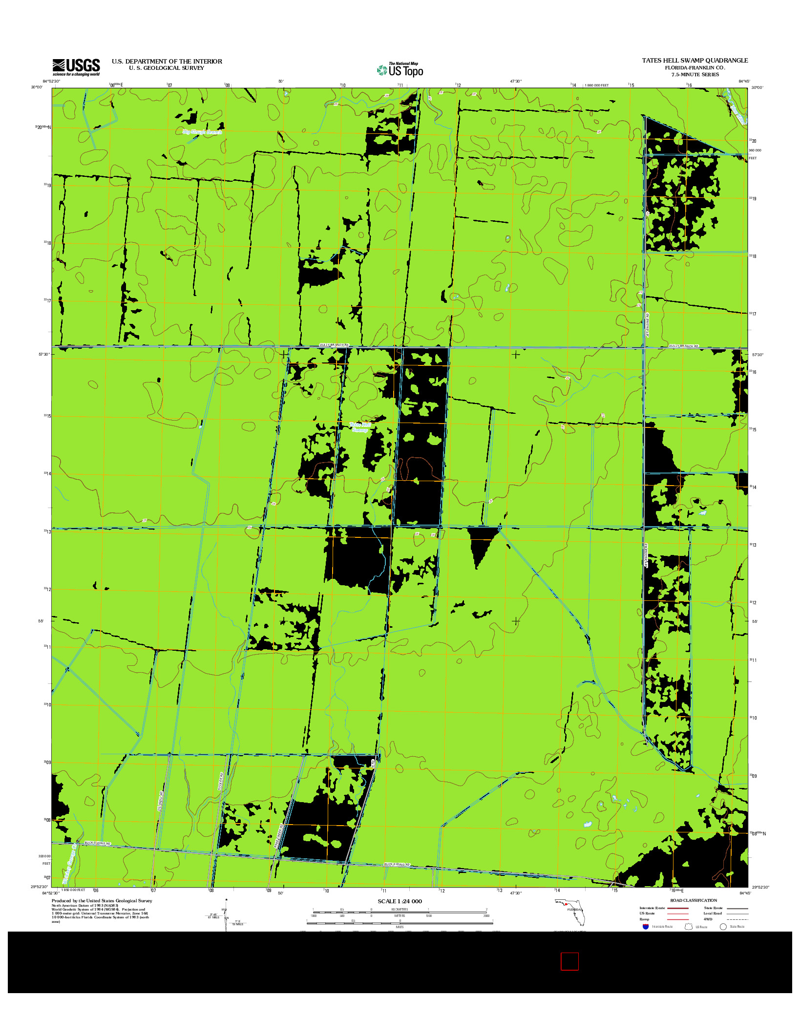 USGS US TOPO 7.5-MINUTE MAP FOR TATES HELL SWAMP, FL 2012