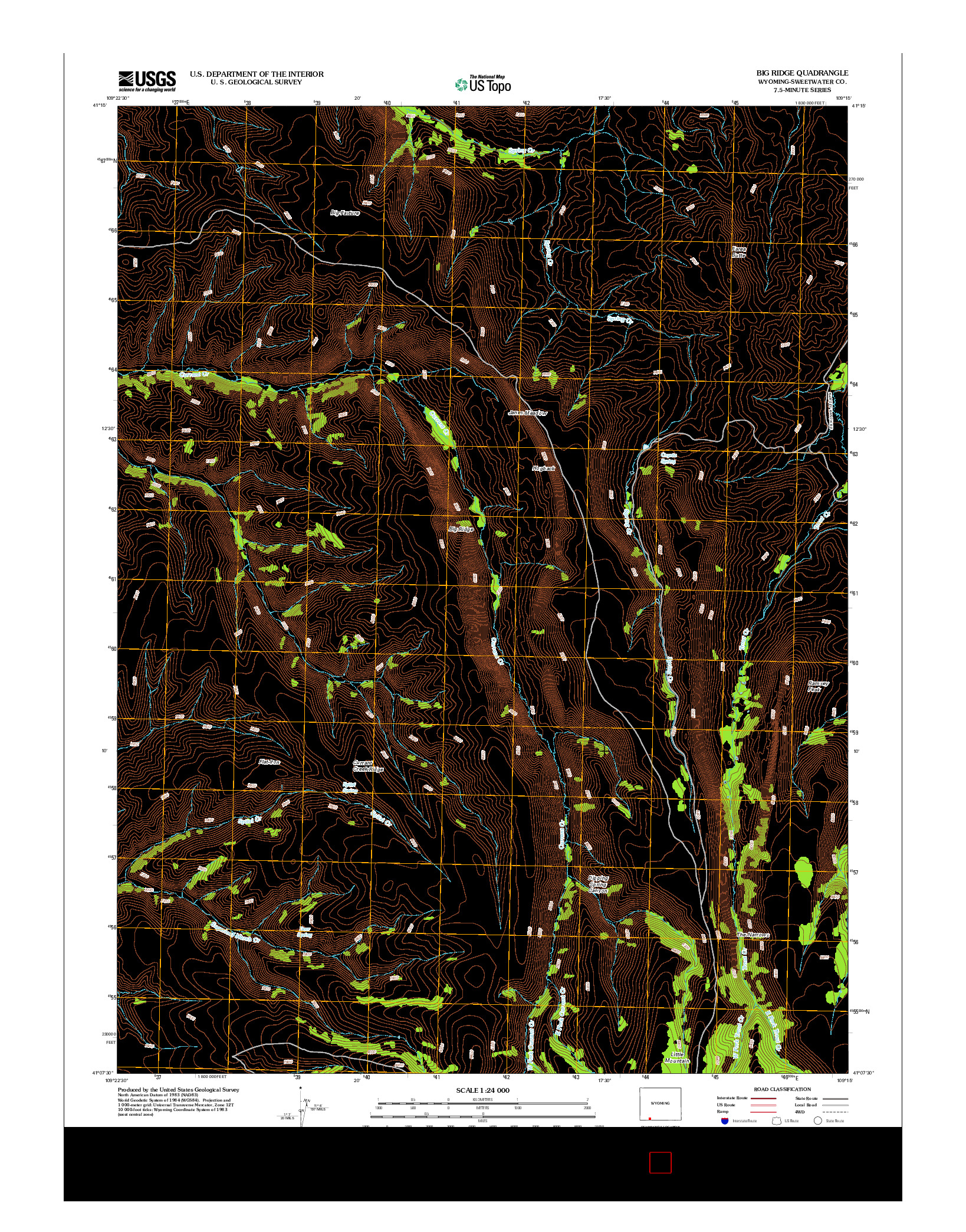 USGS US TOPO 7.5-MINUTE MAP FOR BIG RIDGE, WY 2012