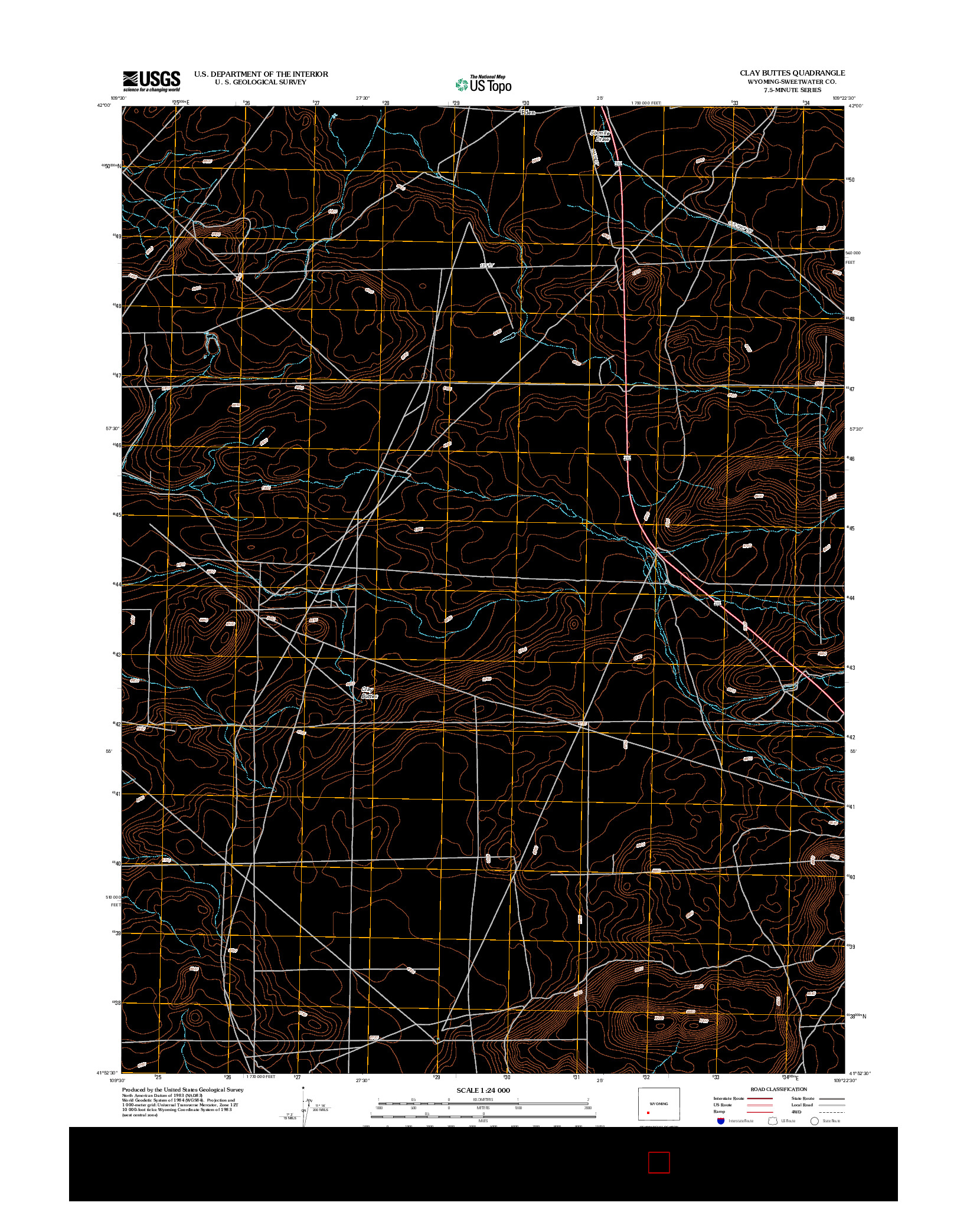 USGS US TOPO 7.5-MINUTE MAP FOR CLAY BUTTES, WY 2012