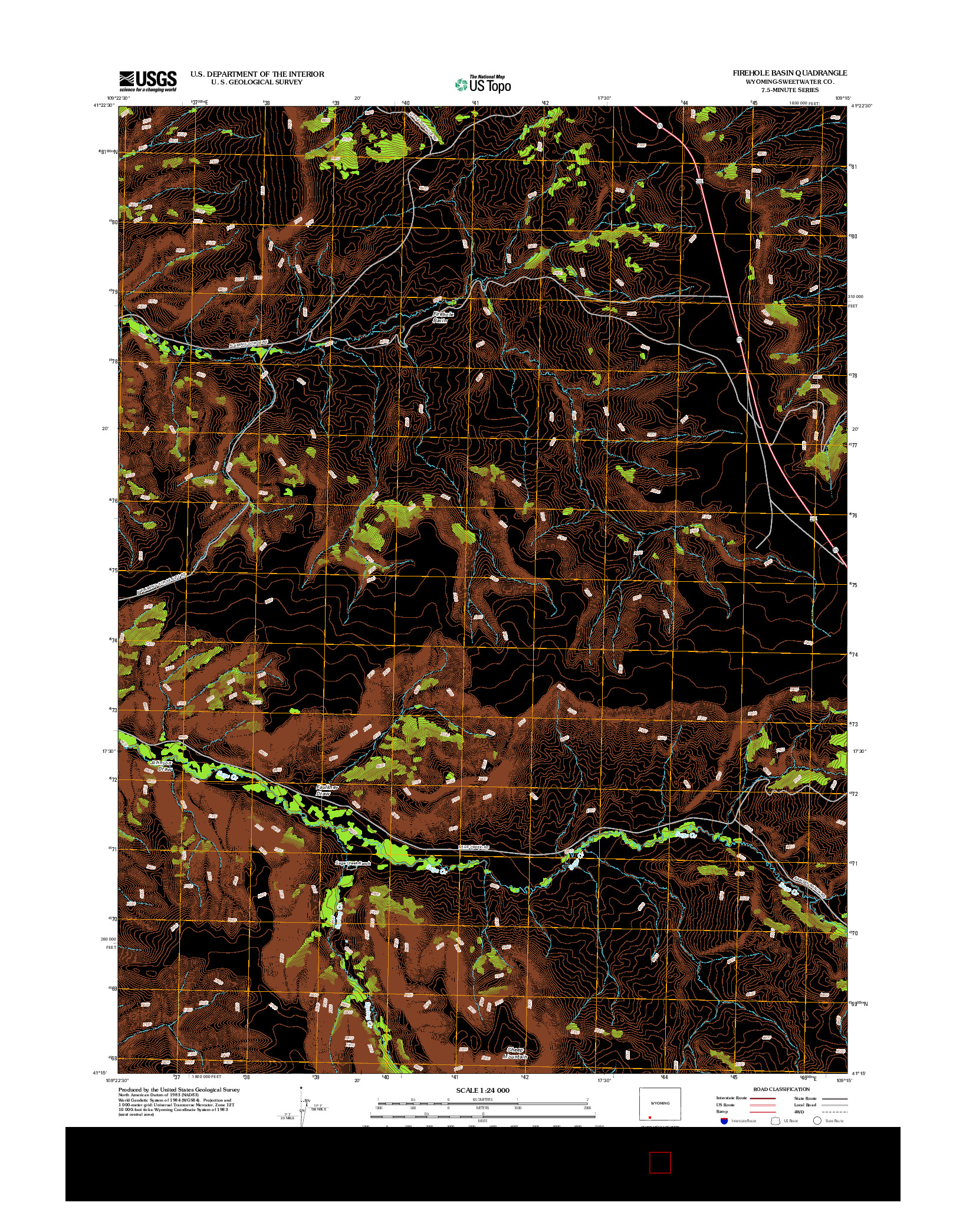 USGS US TOPO 7.5-MINUTE MAP FOR FIREHOLE BASIN, WY 2012