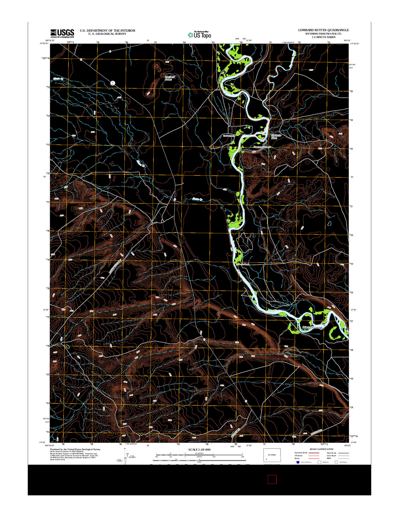 USGS US TOPO 7.5-MINUTE MAP FOR LOMBARD BUTTES, WY 2012