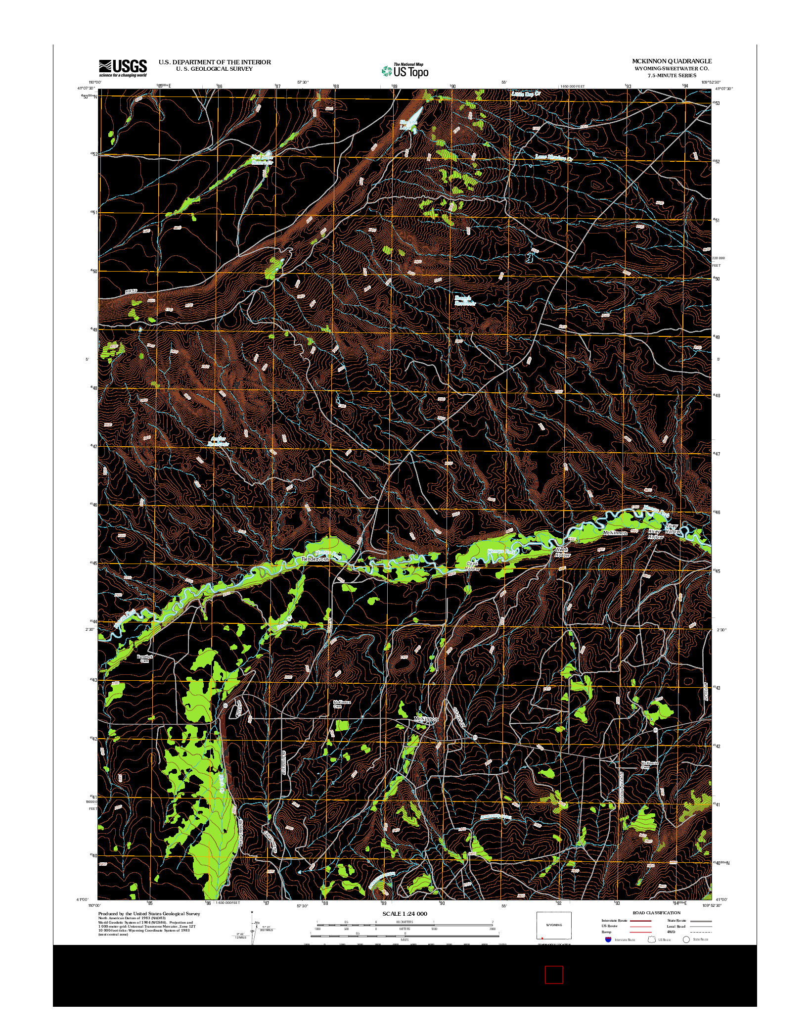 USGS US TOPO 7.5-MINUTE MAP FOR MCKINNON, WY 2012