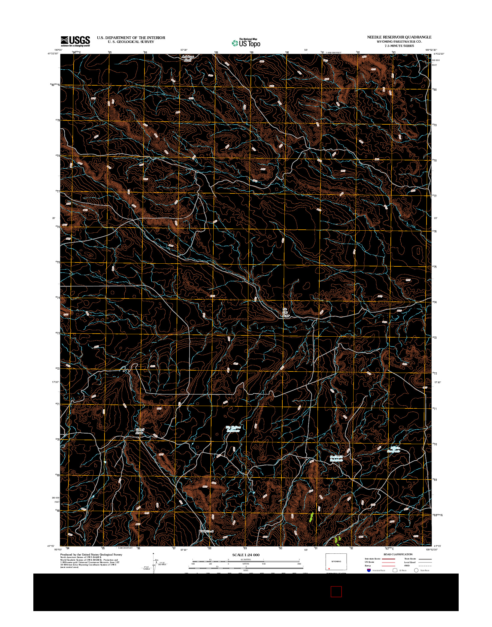 USGS US TOPO 7.5-MINUTE MAP FOR NEEDLE RESERVOIR, WY 2012