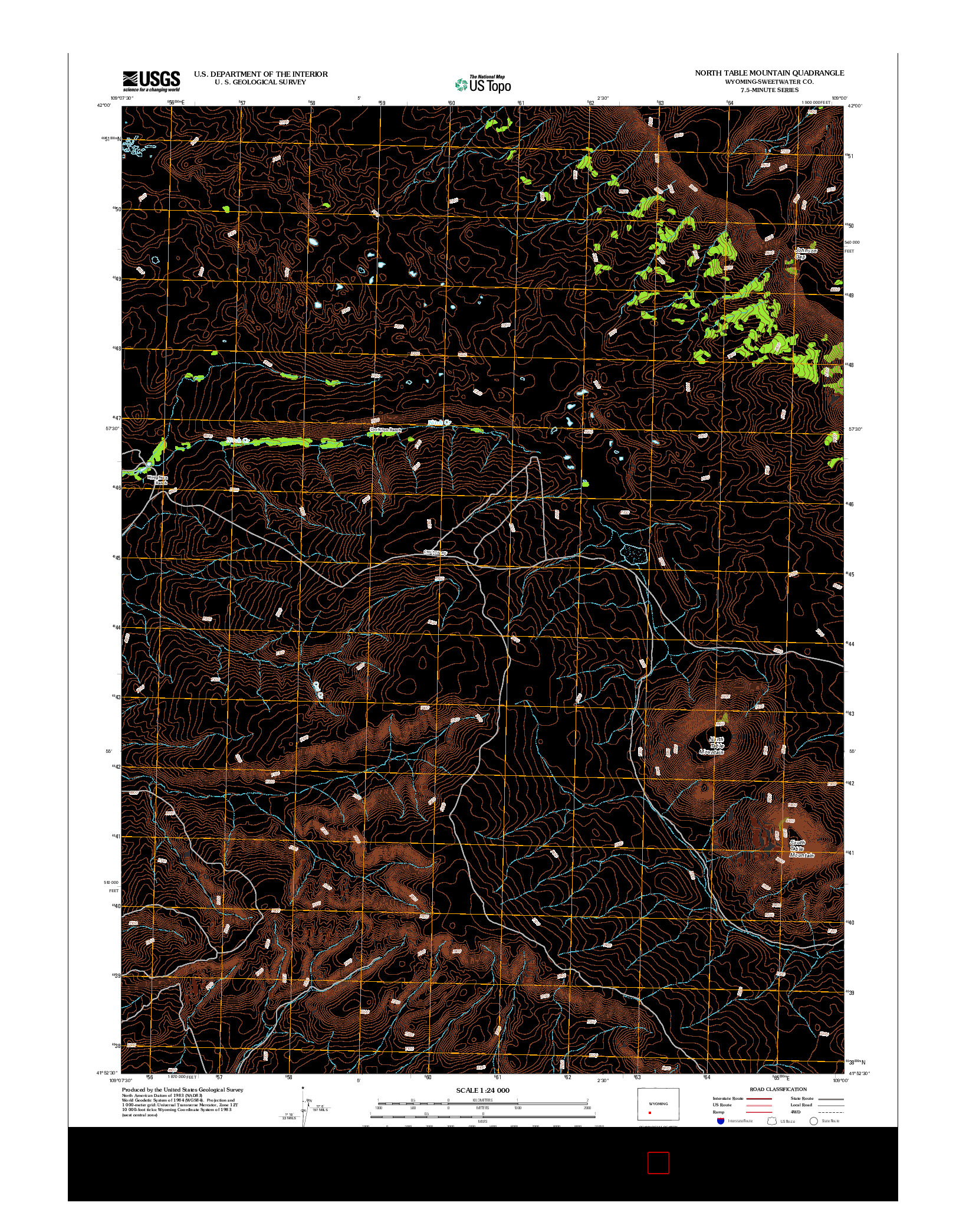 USGS US TOPO 7.5-MINUTE MAP FOR NORTH TABLE MOUNTAIN, WY 2012