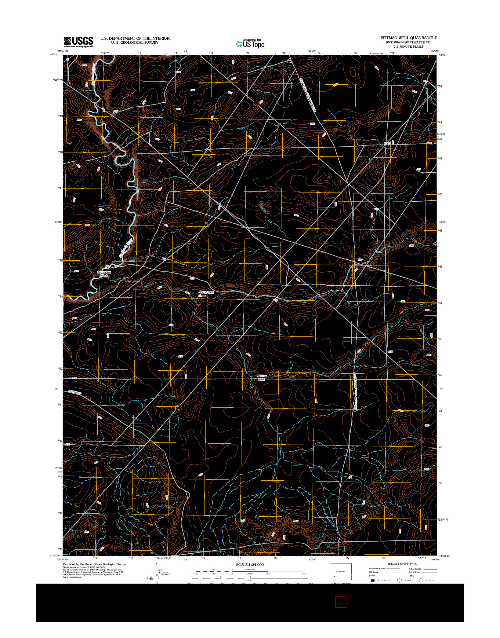 USGS US TOPO 7.5-MINUTE MAP FOR PITTMAN WELL, WY 2012