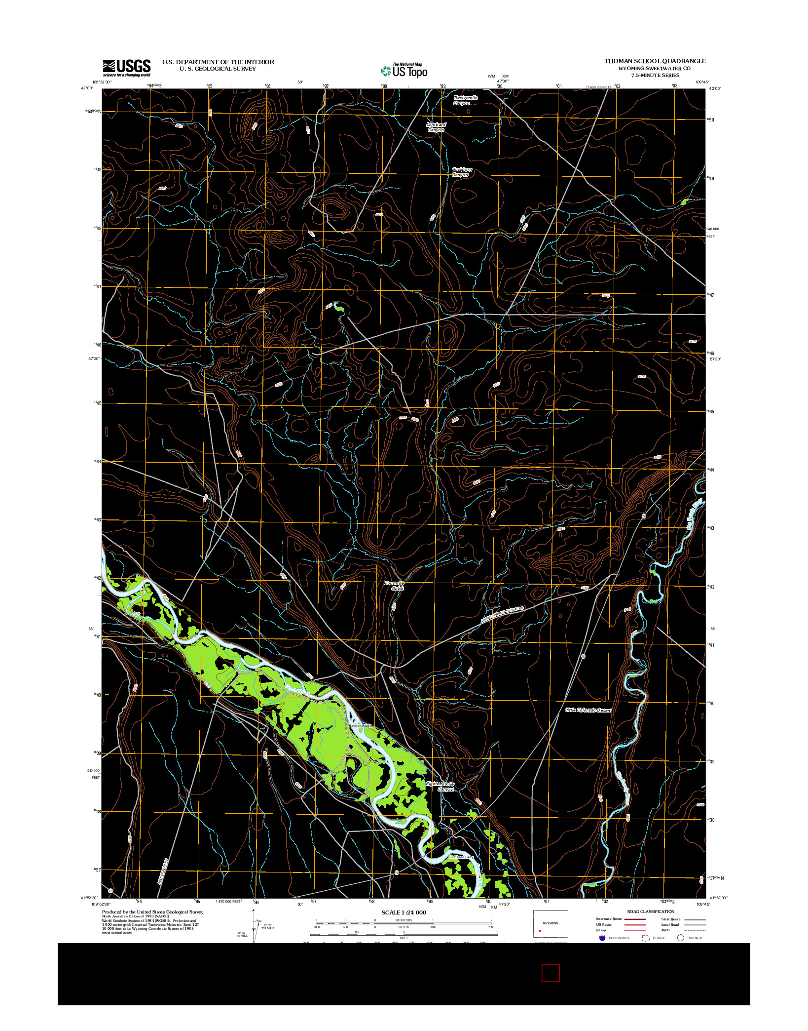 USGS US TOPO 7.5-MINUTE MAP FOR THOMAN SCHOOL, WY 2012