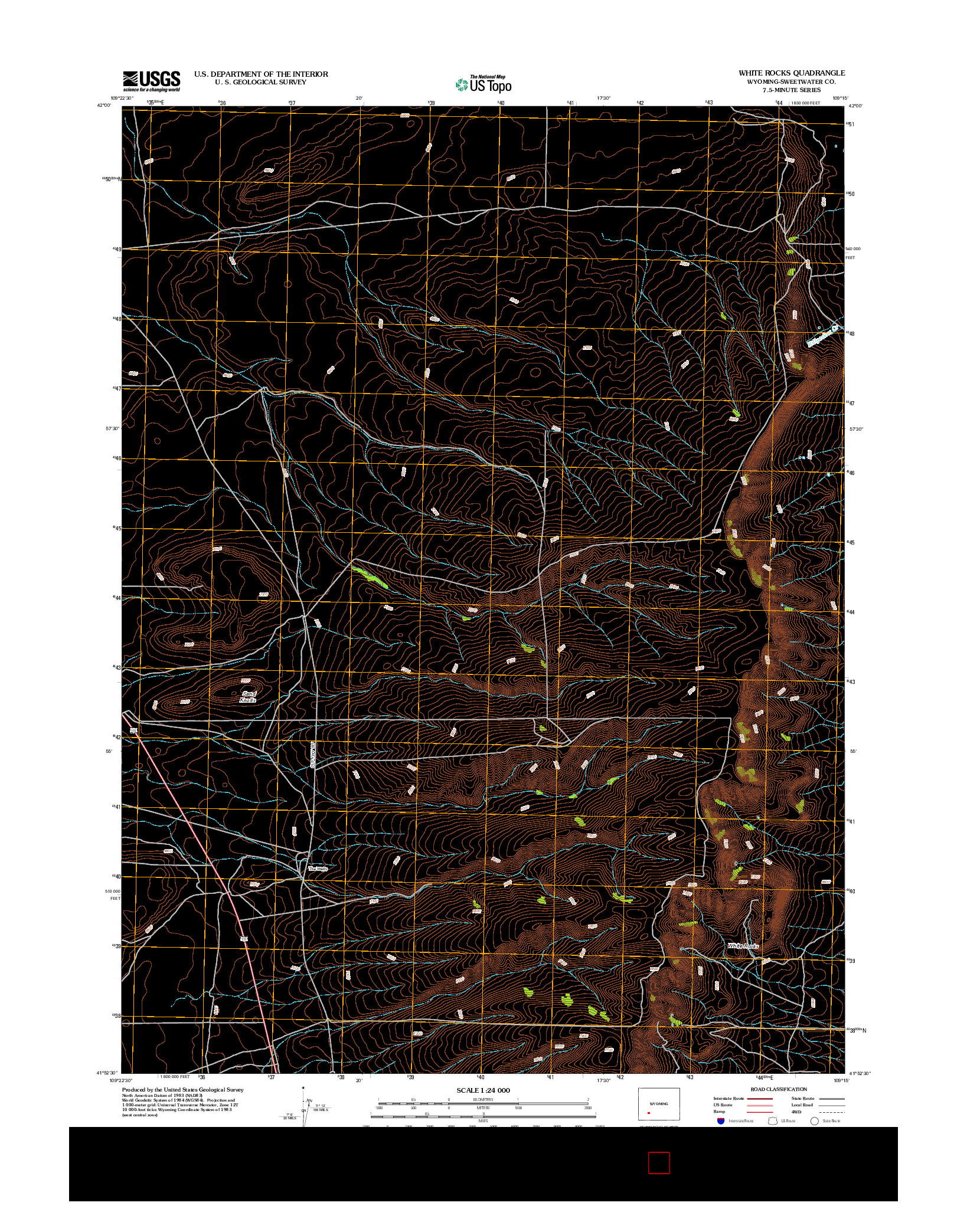 USGS US TOPO 7.5-MINUTE MAP FOR WHITE ROCKS, WY 2012