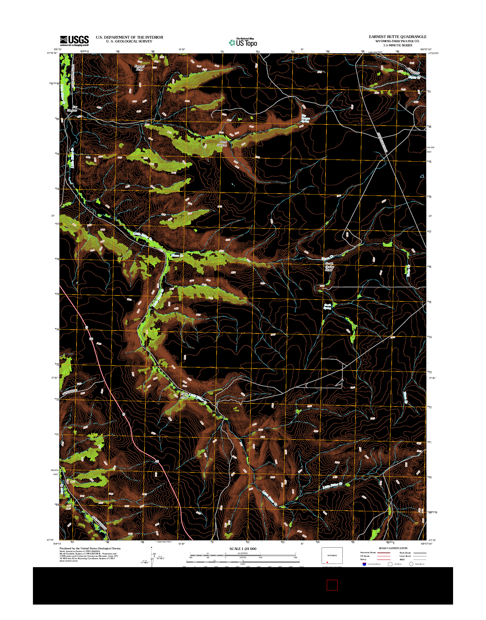 USGS US TOPO 7.5-MINUTE MAP FOR EARNEST BUTTE, WY 2012