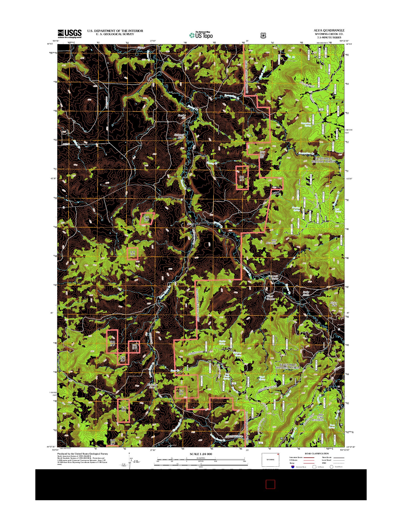 USGS US TOPO 7.5-MINUTE MAP FOR ALVA, WY 2012