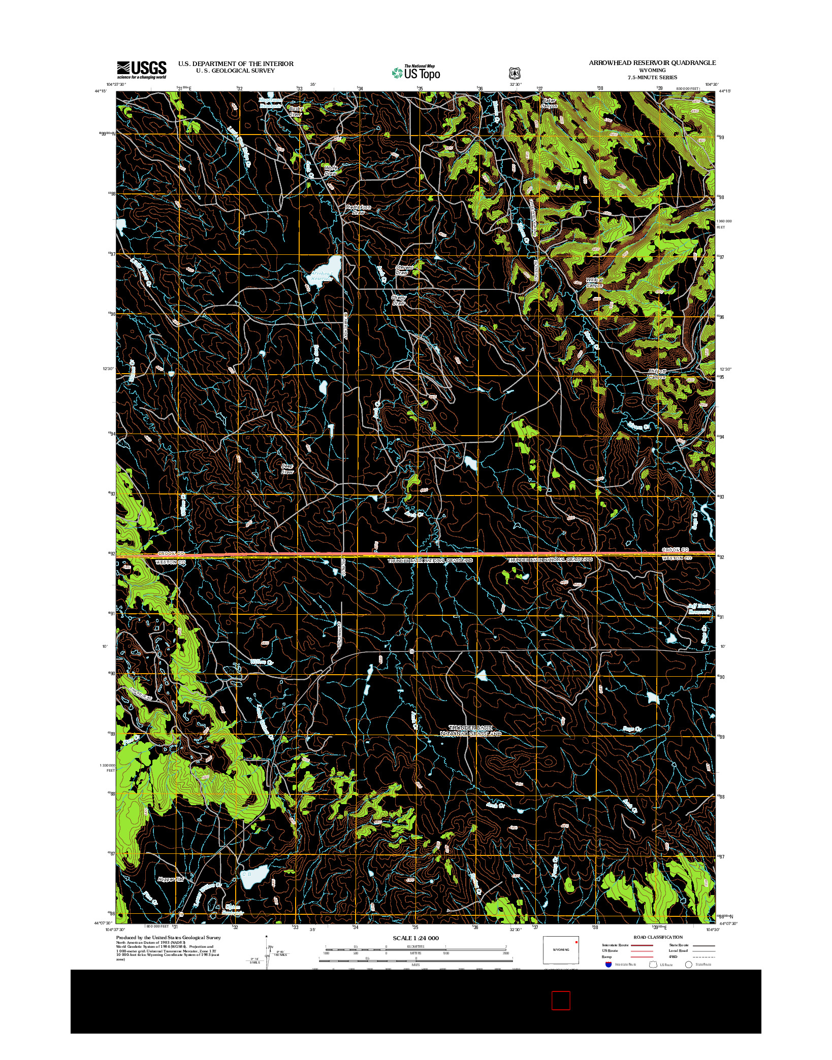 USGS US TOPO 7.5-MINUTE MAP FOR ARROWHEAD RESERVOIR, WY 2012