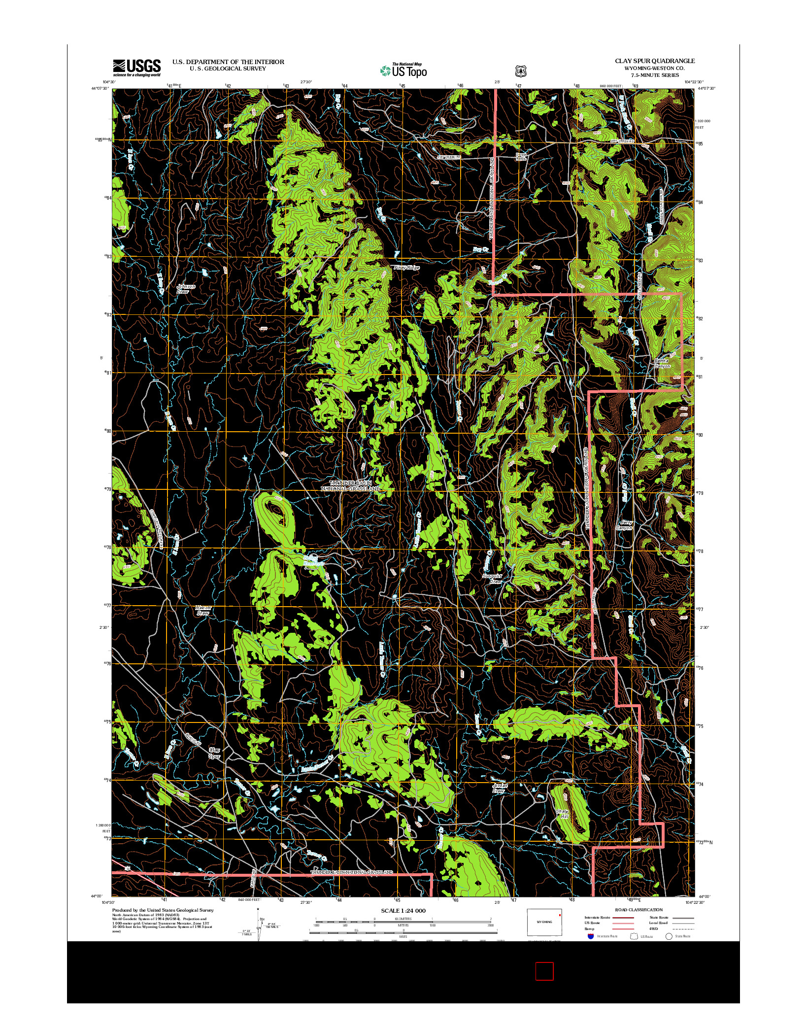 USGS US TOPO 7.5-MINUTE MAP FOR CLAY SPUR, WY 2012