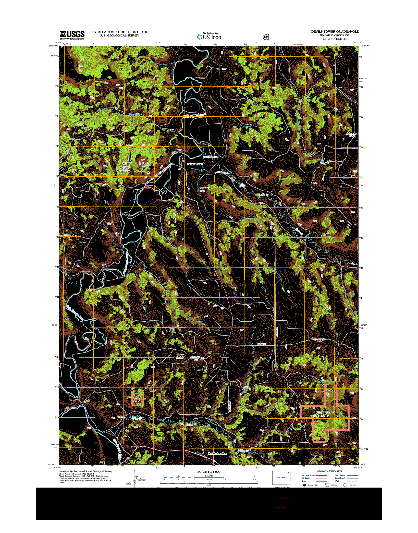 USGS US TOPO 7.5-MINUTE MAP FOR DEVILS TOWER, WY 2012