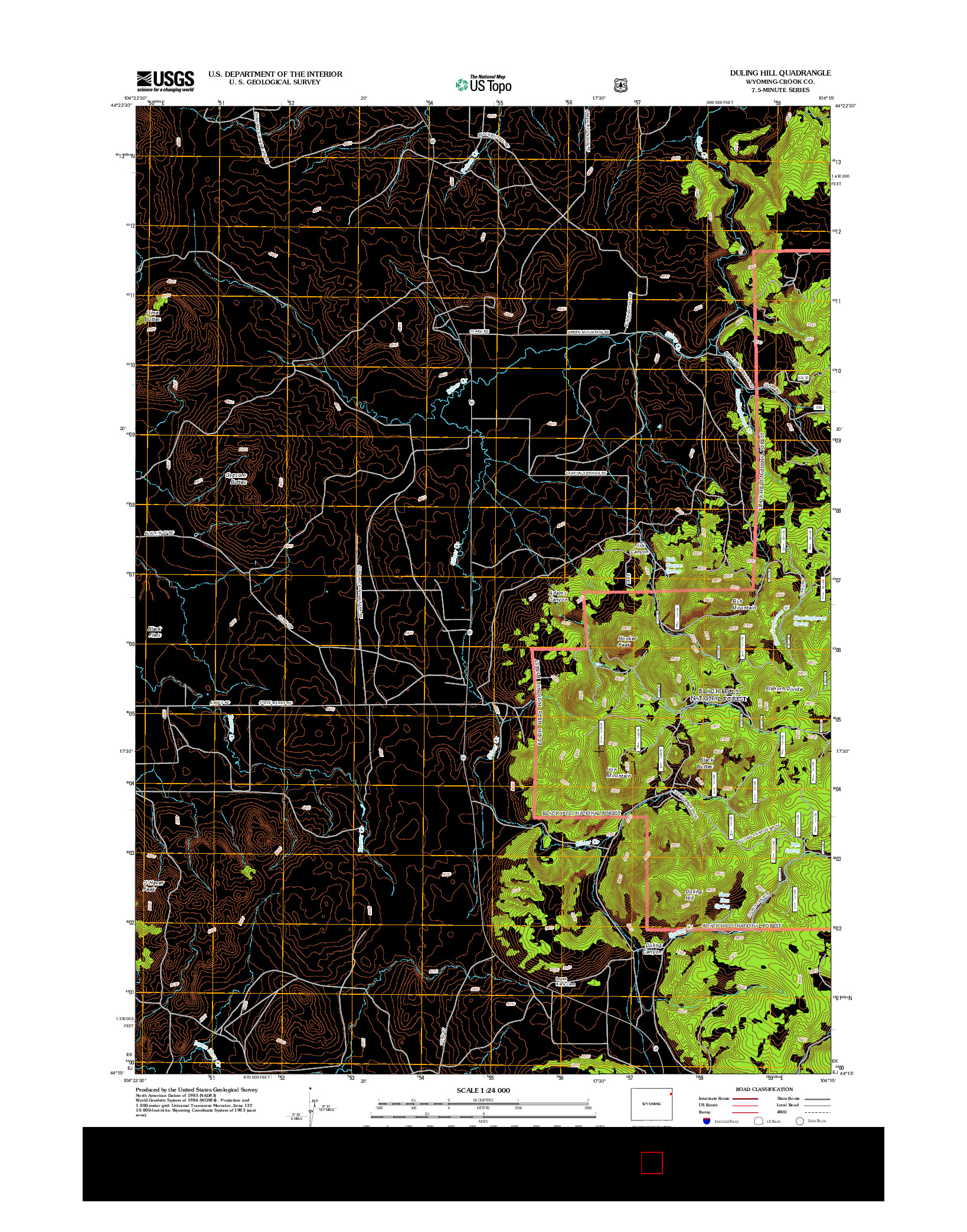 USGS US TOPO 7.5-MINUTE MAP FOR DULING HILL, WY 2012