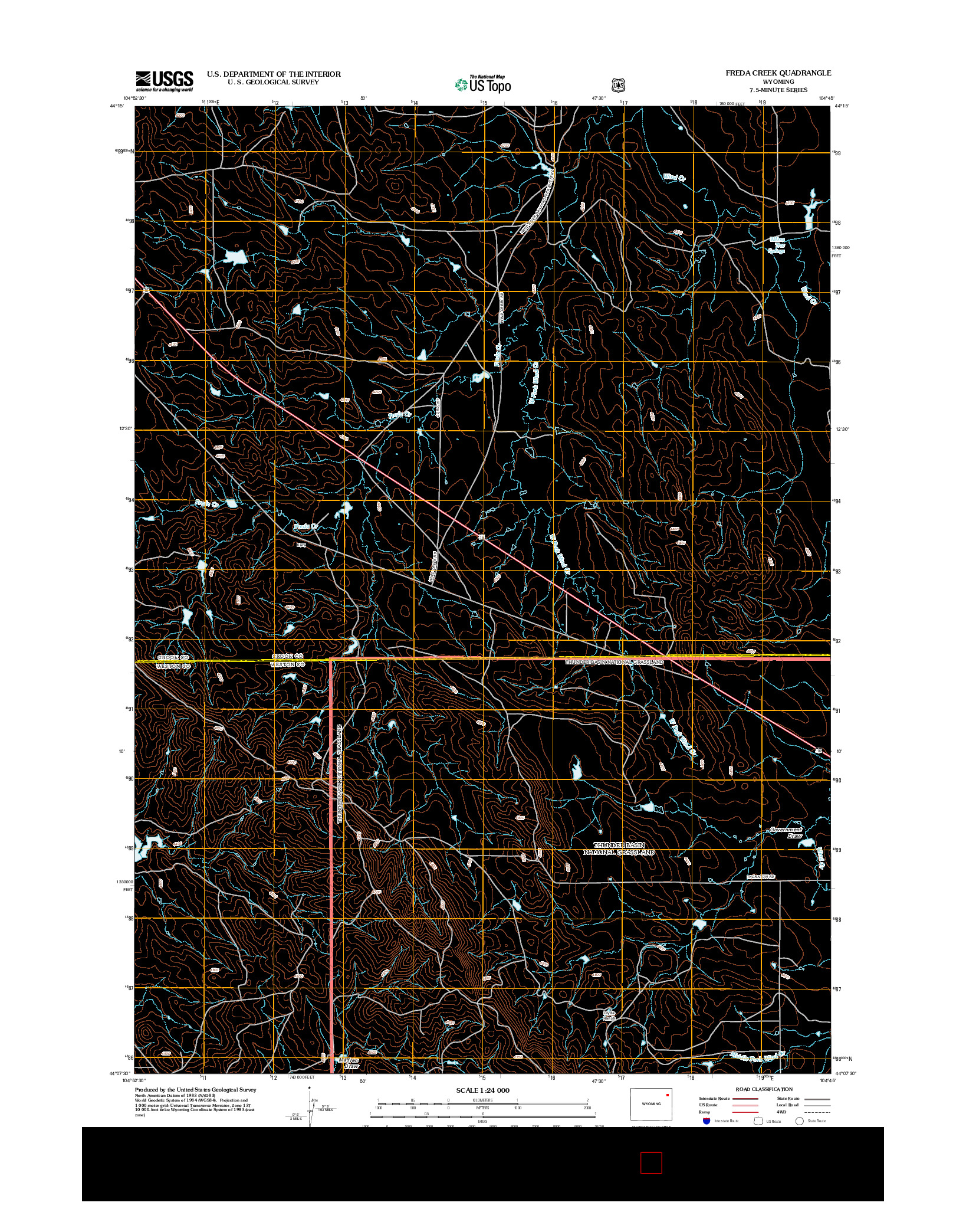 USGS US TOPO 7.5-MINUTE MAP FOR FREDA CREEK, WY 2012