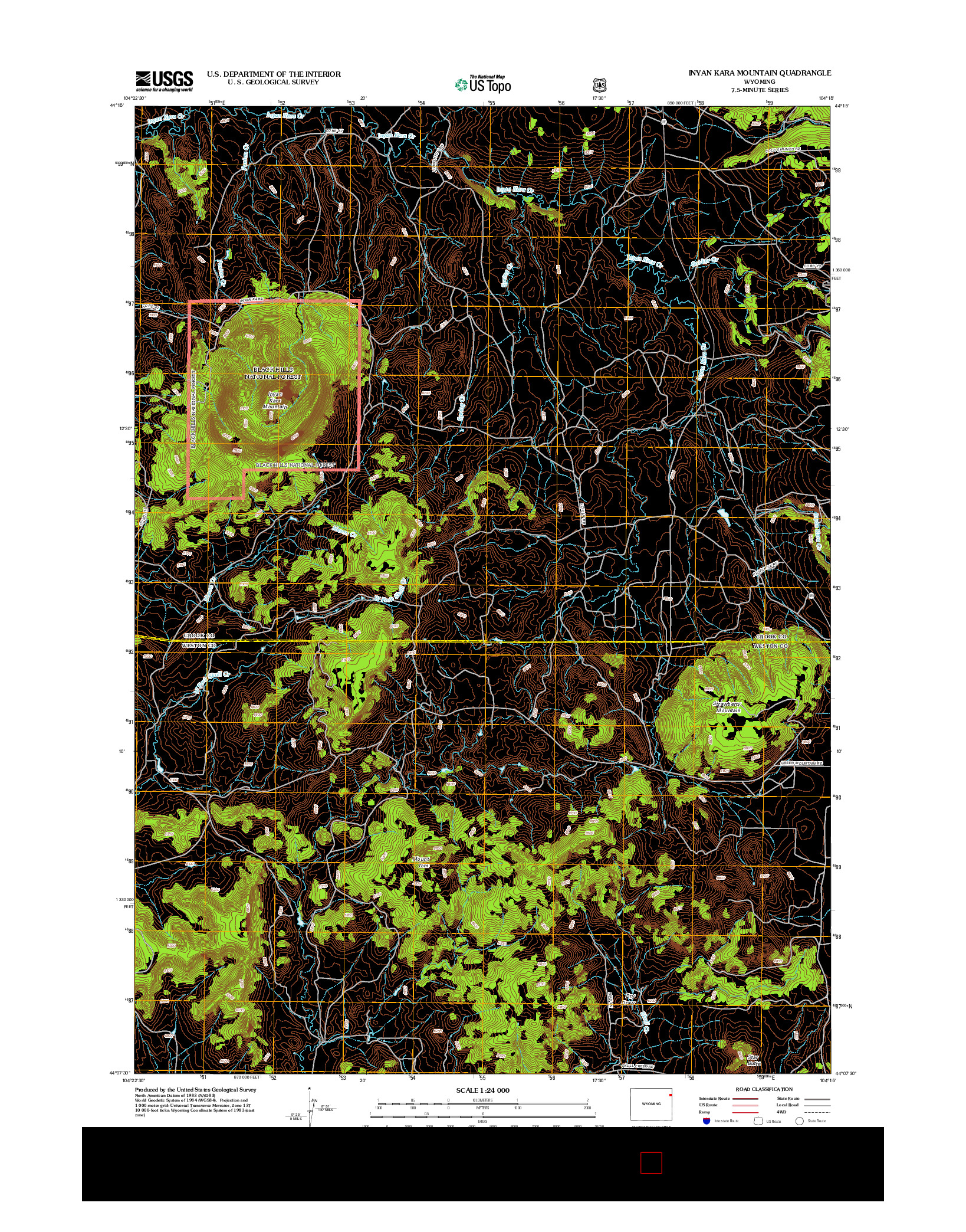 USGS US TOPO 7.5-MINUTE MAP FOR INYAN KARA MOUNTAIN, WY 2012