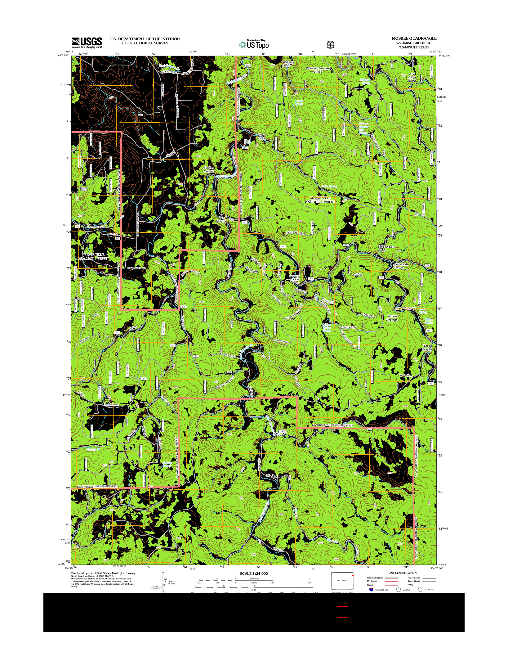 USGS US TOPO 7.5-MINUTE MAP FOR MOSKEE, WY 2012