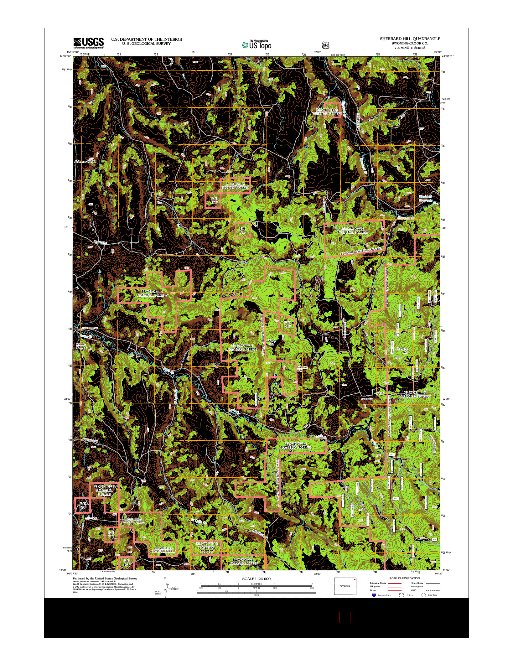 USGS US TOPO 7.5-MINUTE MAP FOR SHERRARD HILL, WY 2012