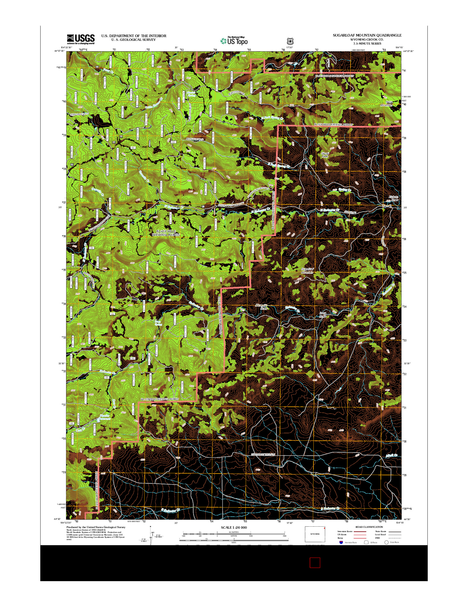 USGS US TOPO 7.5-MINUTE MAP FOR SUGARLOAF MOUNTAIN, WY 2012