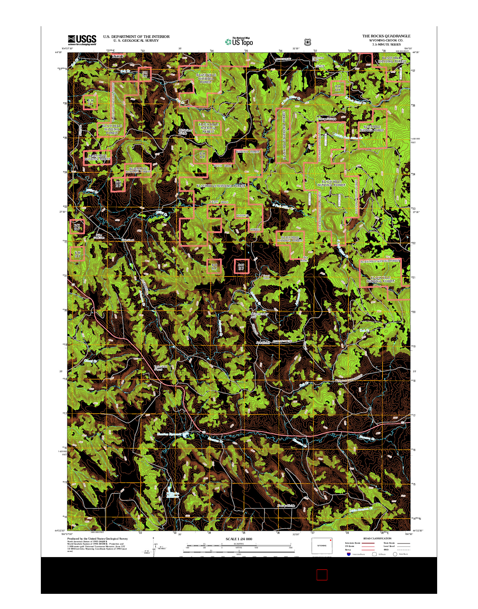 USGS US TOPO 7.5-MINUTE MAP FOR THE ROCKS, WY 2012